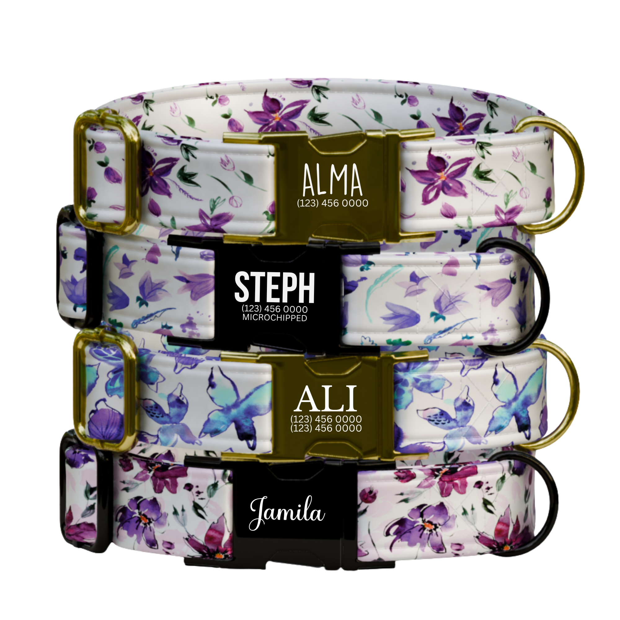 Purple Bloom Dreams Personalized Dog Collar & Leash Set