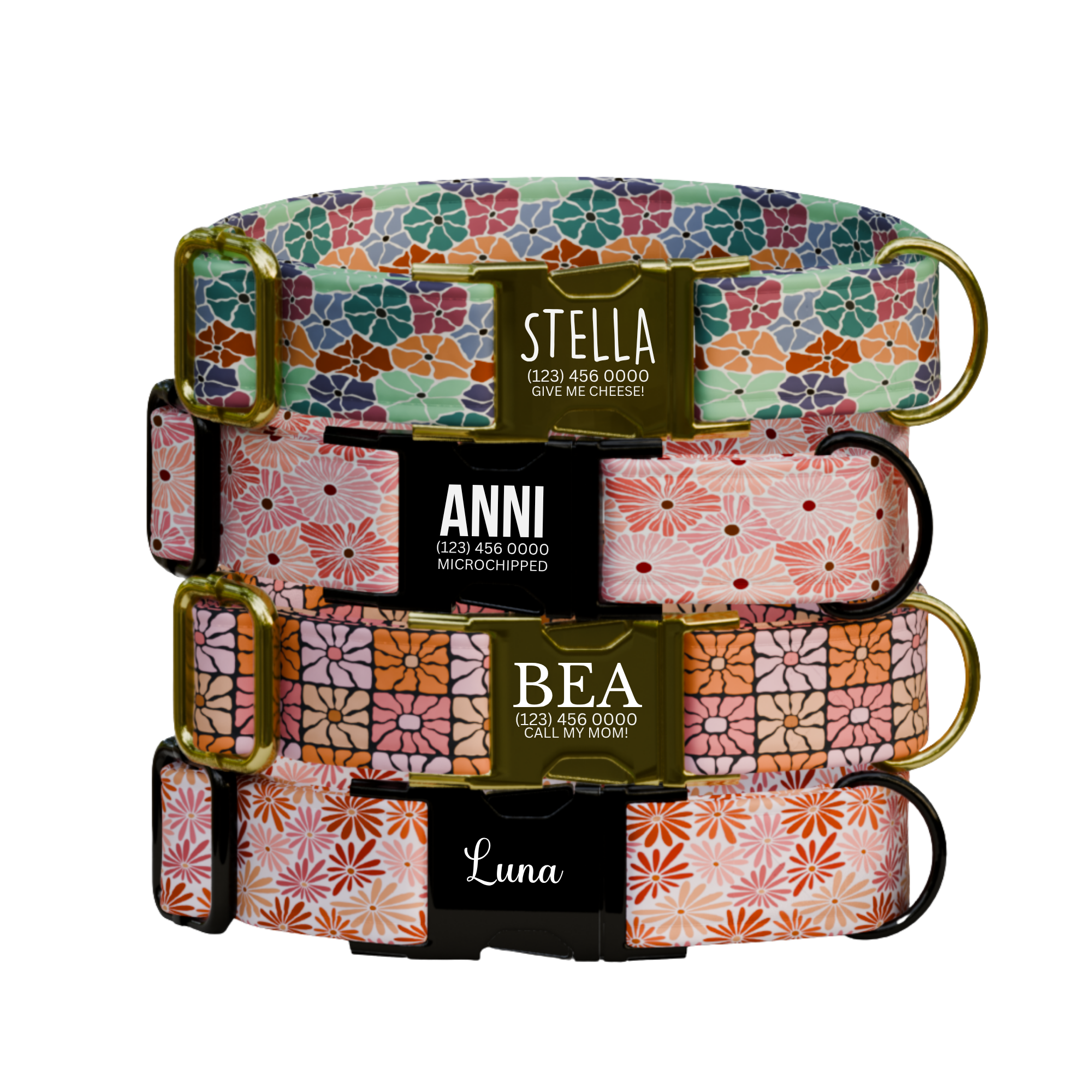 Personalized Floral Personalized Dog Collar & Leash Set
