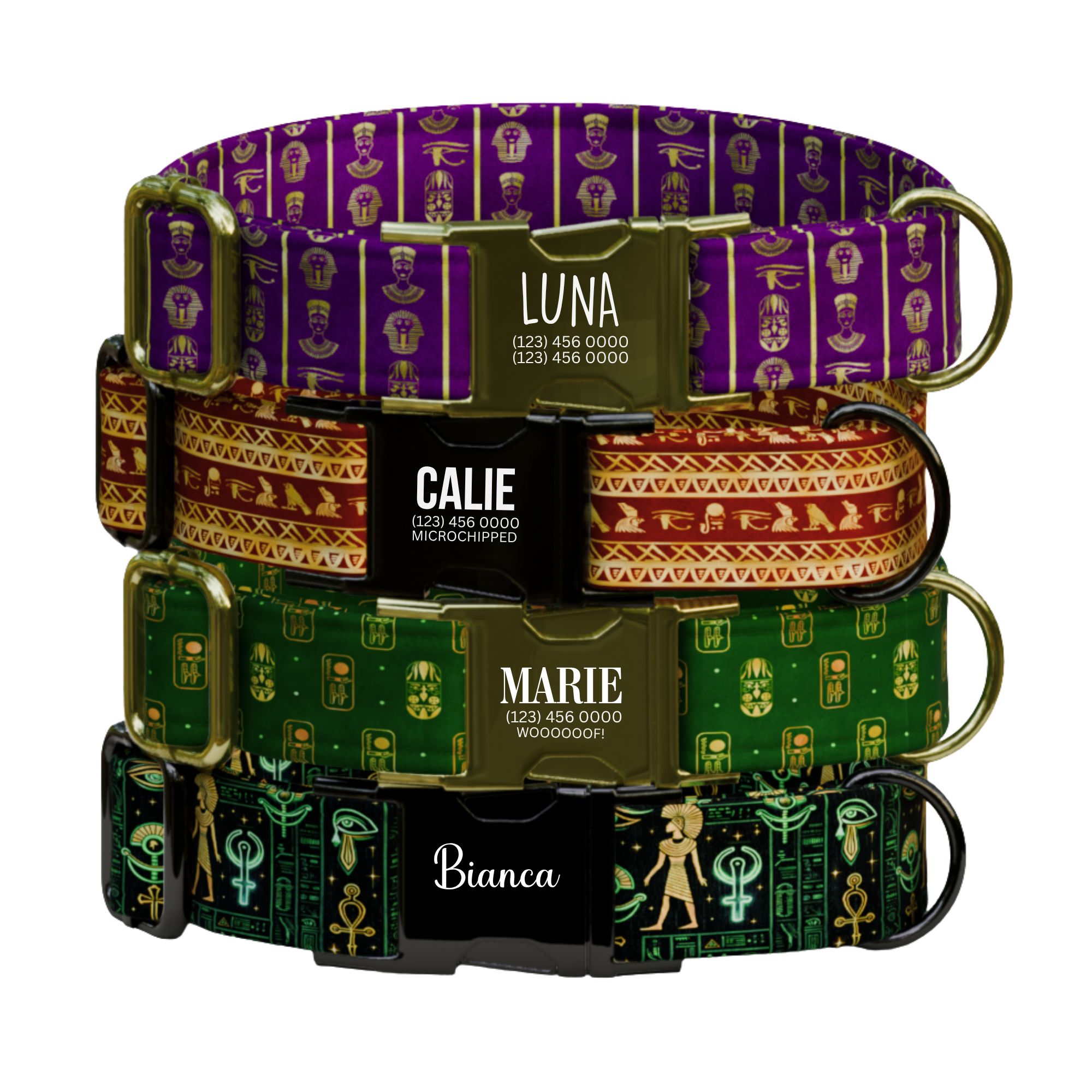 Ancient Egypt-Inspired Personalized Dog Collar & Leash Set