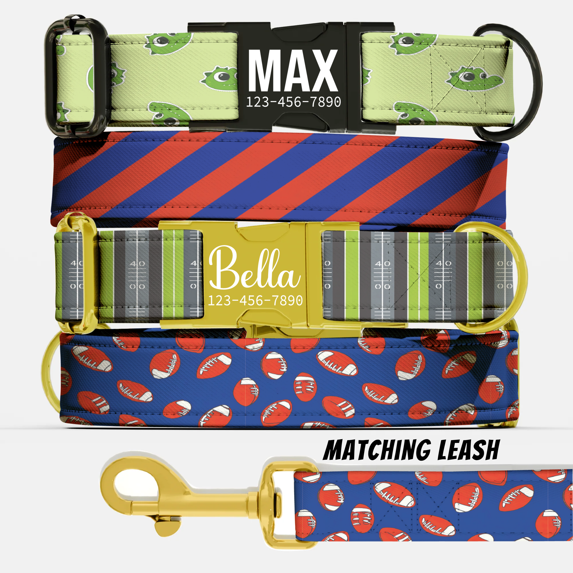 Game Day Personalized Dog Collar Alligator Football Custom Sports Season Pet Tag