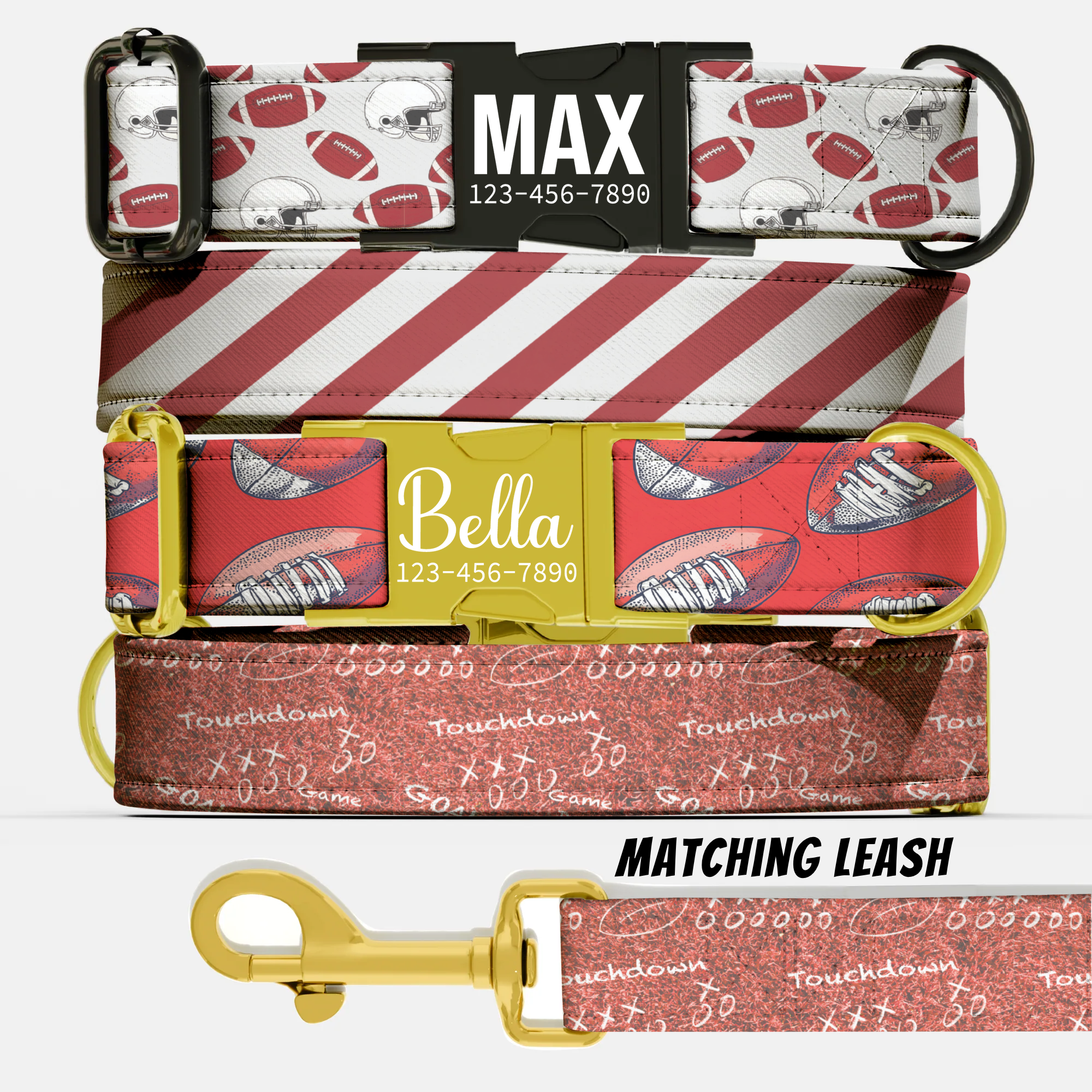 Game Day Ready Dog Collar Personalized Football-Inspired Custom Name Pet Tag Sports Accessory