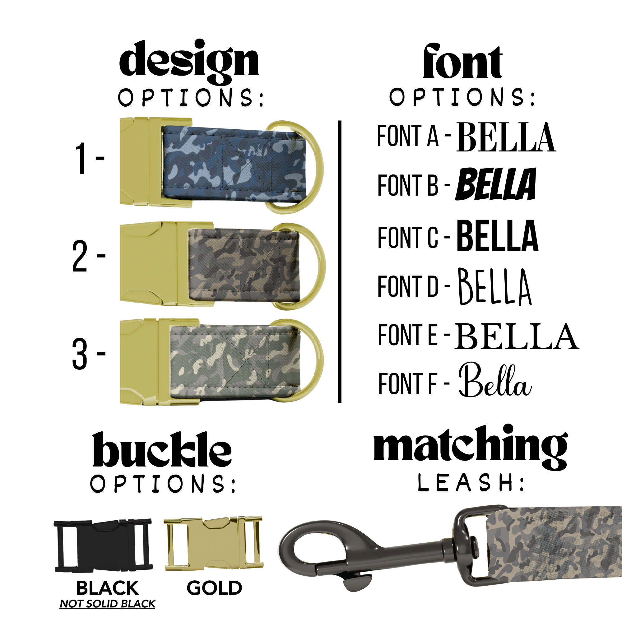 Camouflage Personalized Dog Collar Custom Military Boy Dog Collar Adjustable