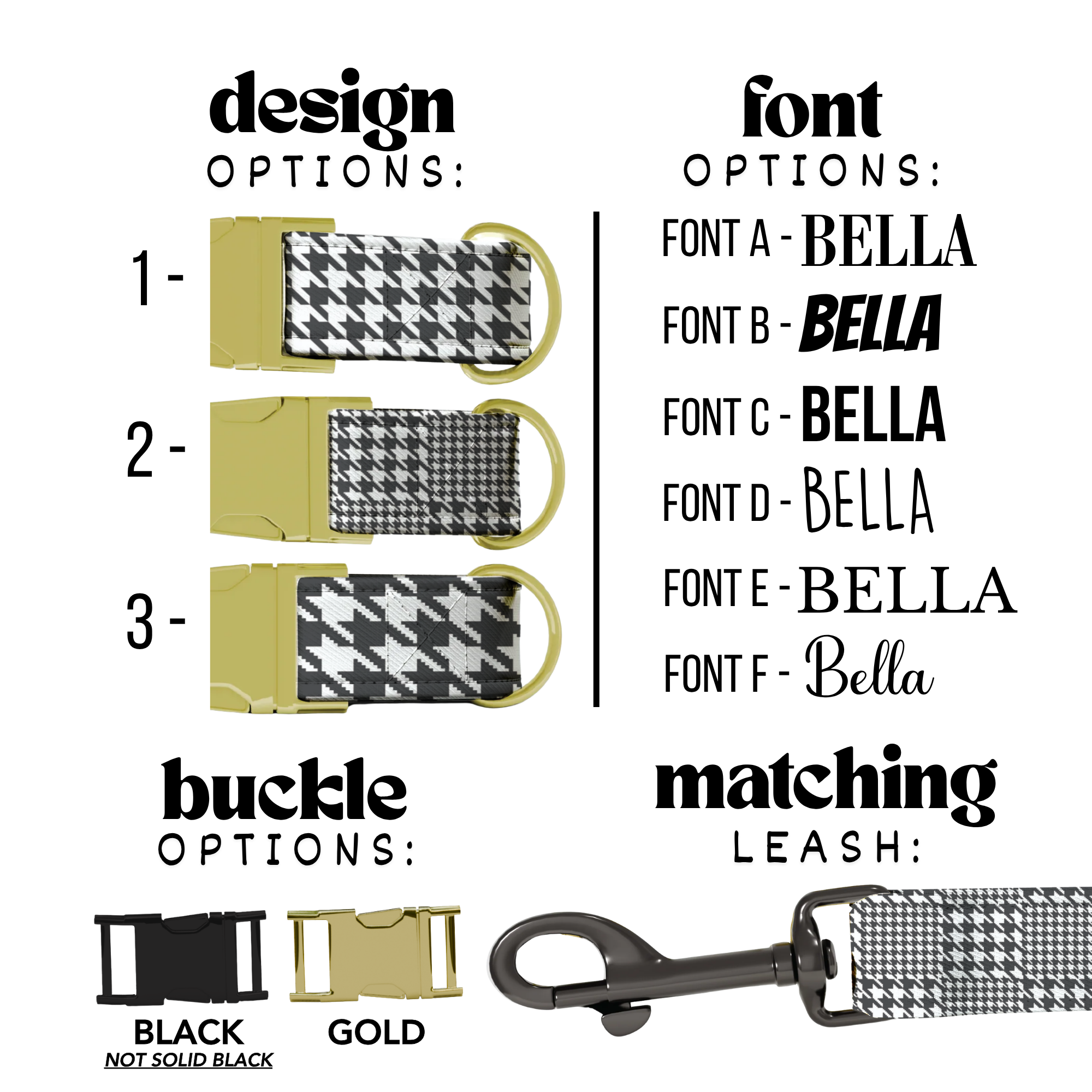 Houndstooth Personalized Dog Collar & Leash Set