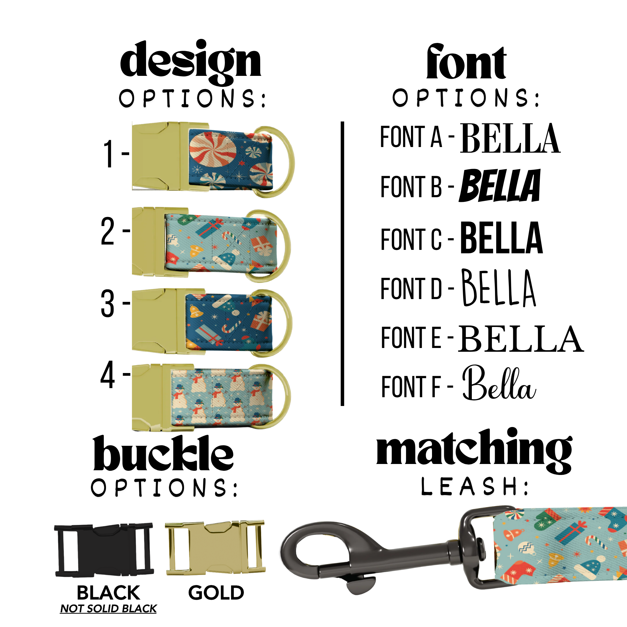 Christmas Pattern Dog Collar Personalized Name Collar Custom Holiday Pet ID Collar Candy Cane Present Design Festive Puppy Gift