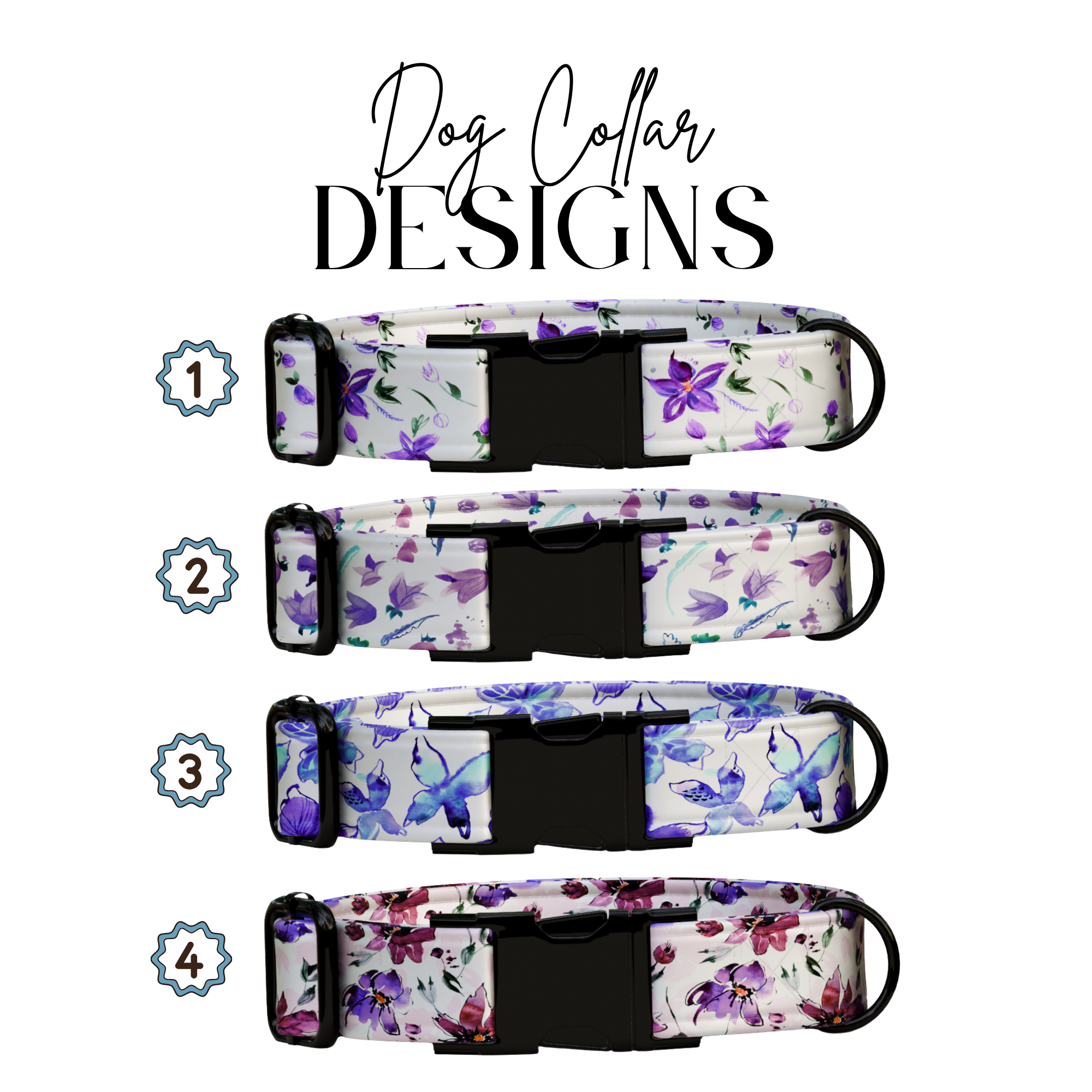 Purple Bloom Dreams Personalized Dog Collar & Leash Set