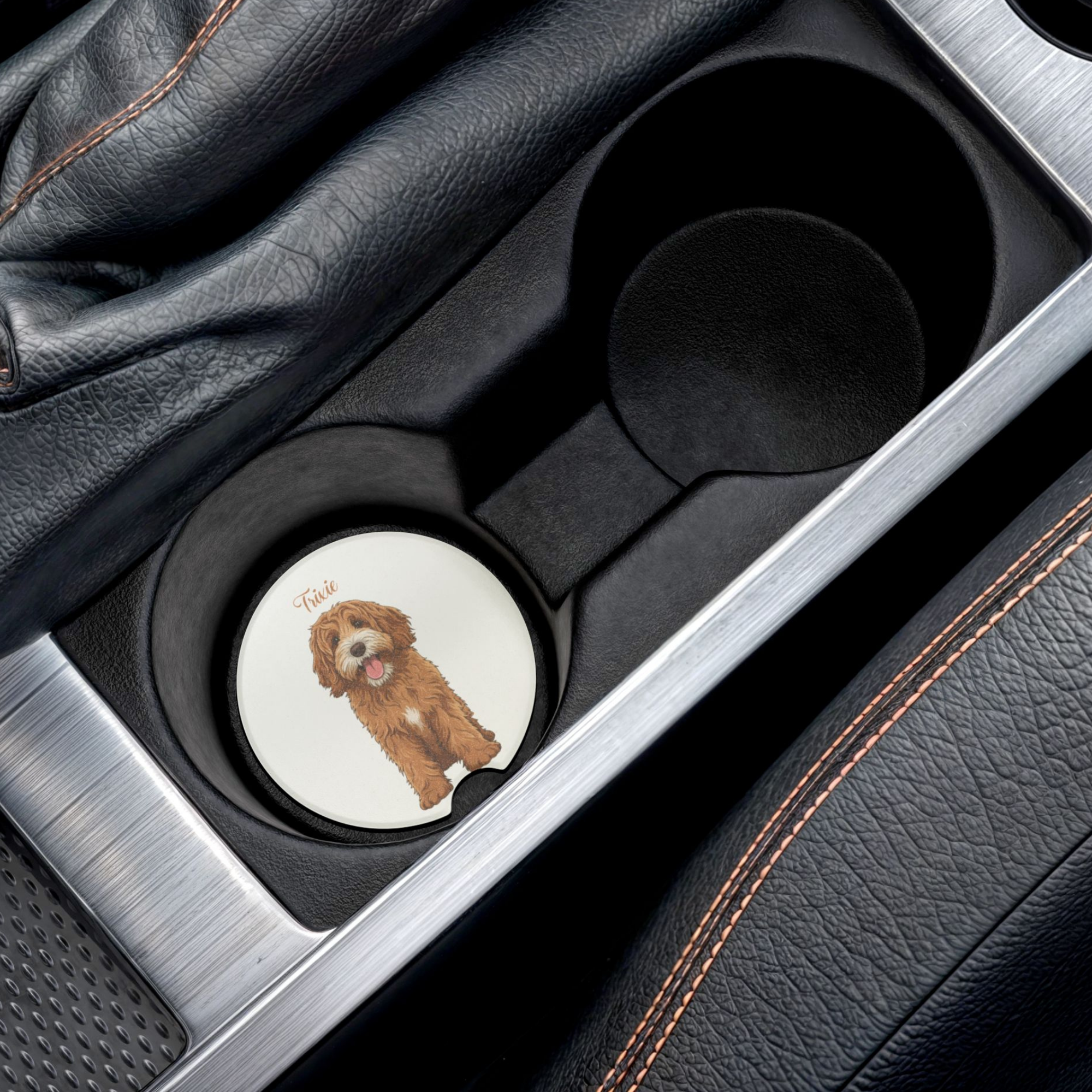 Custom Pet Photo Soapstone Car Coaster Personalized Dog Car Coaster Set Pet Portrait Cup Holder Coaster Pet Memorial Car Accessory Gift
