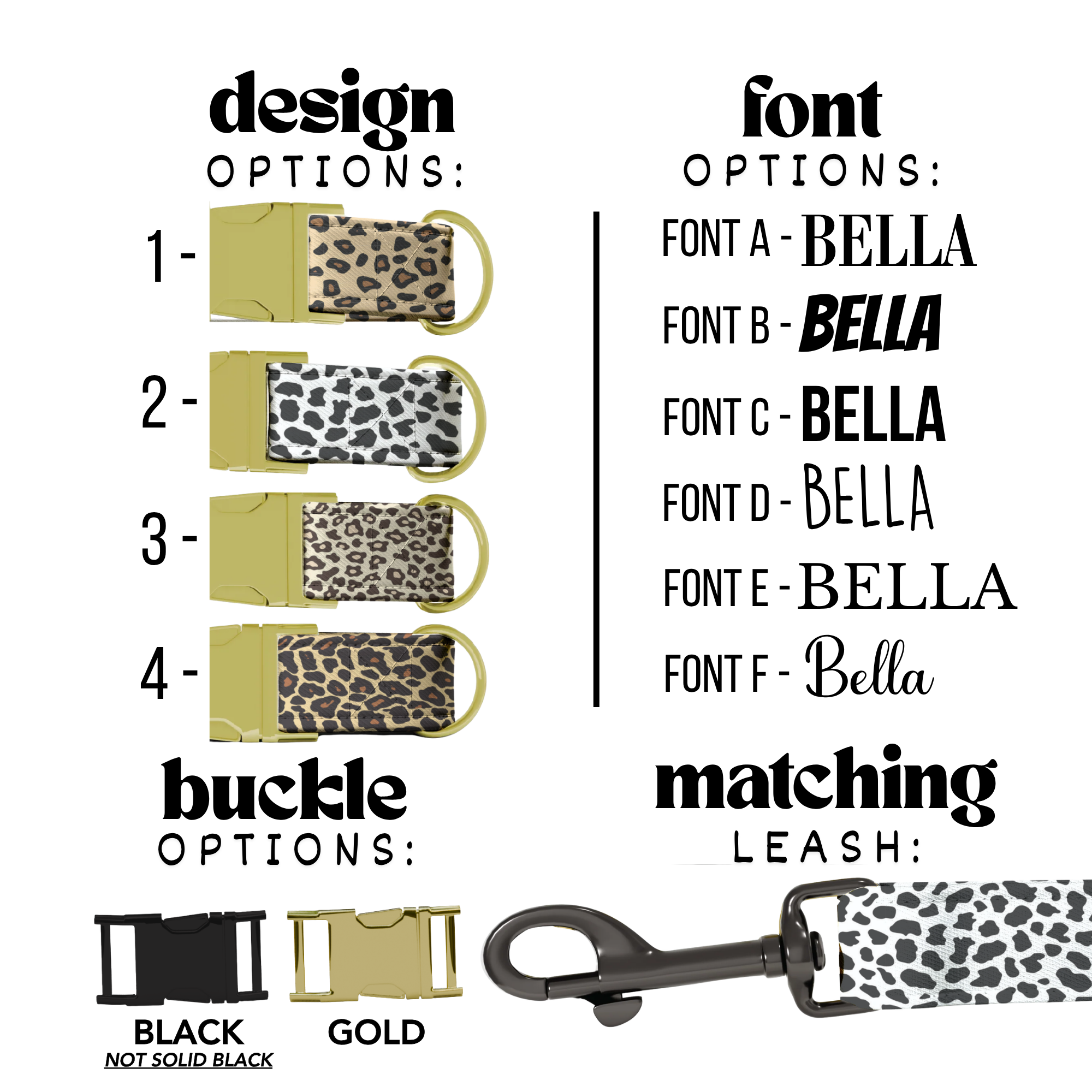 Leopard Print Personalized Dog Collar & Leash Set