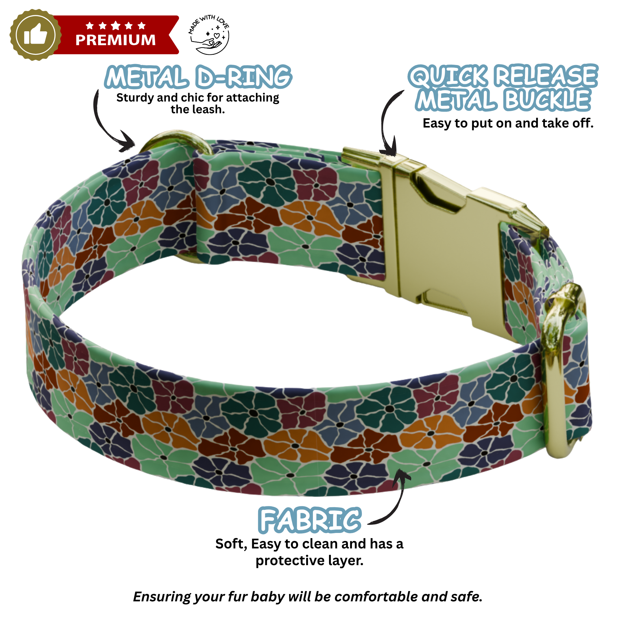 Personalized Floral Personalized Dog Collar & Leash Set