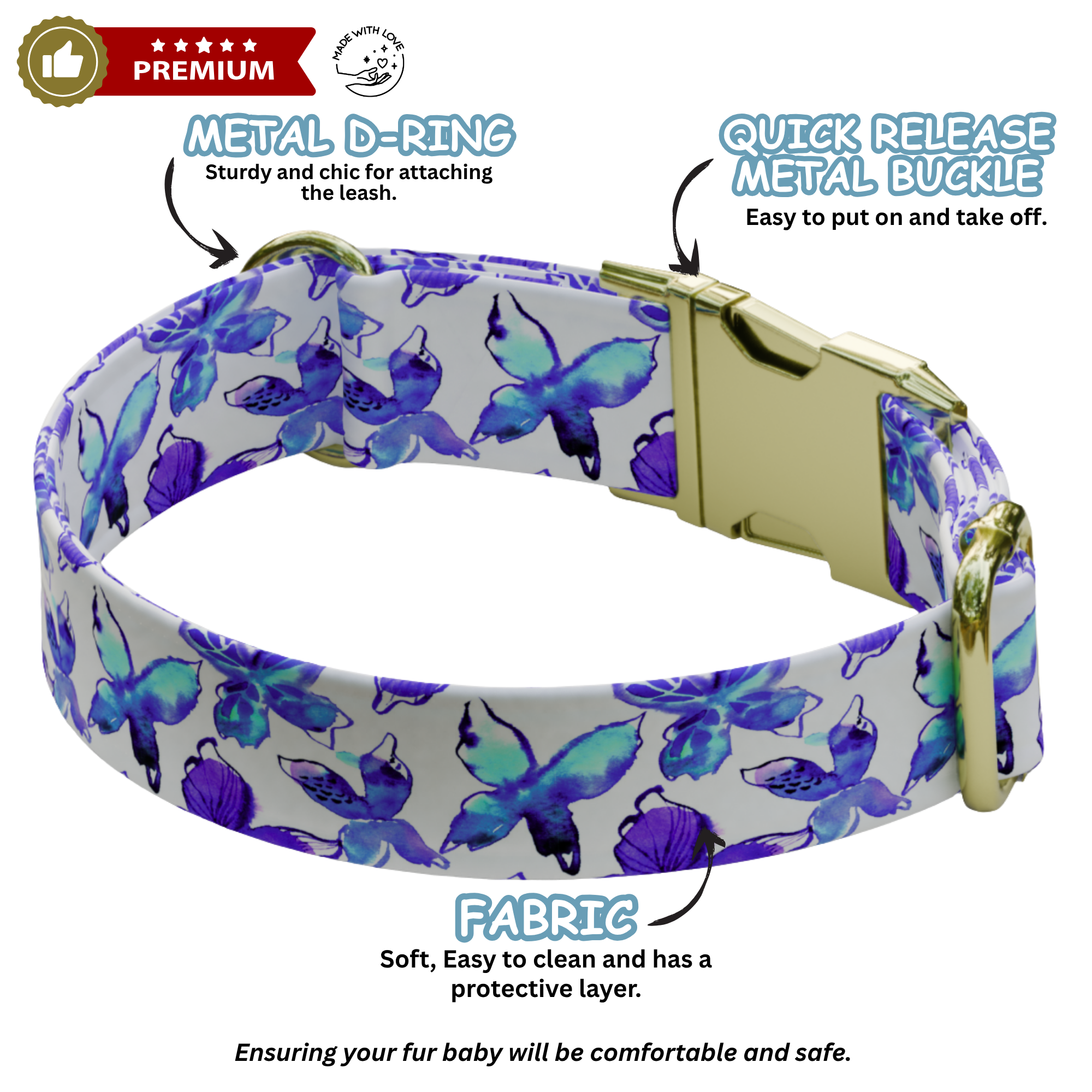 Purple Bloom Dreams Personalized Dog Collar & Leash Set