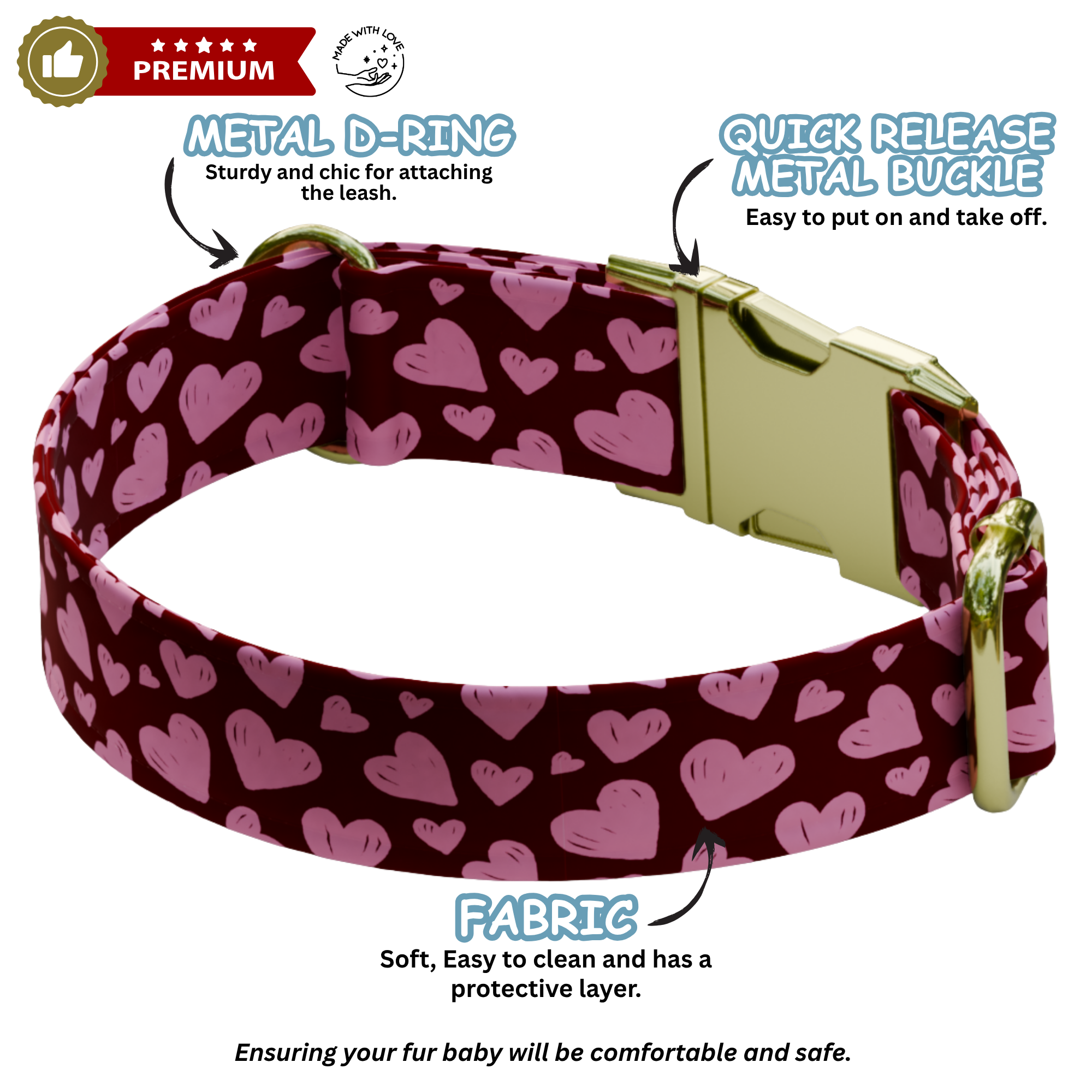 Valentines Sweetheart Personalized Dog Collar & Leash Set (OG-390)