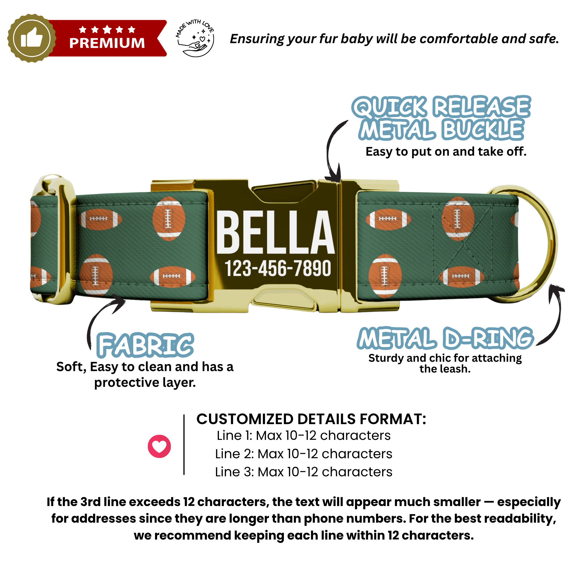 All-Star Game Day Dog Collar – Personalized Football Pup Gear Sunday Football Pet Tag