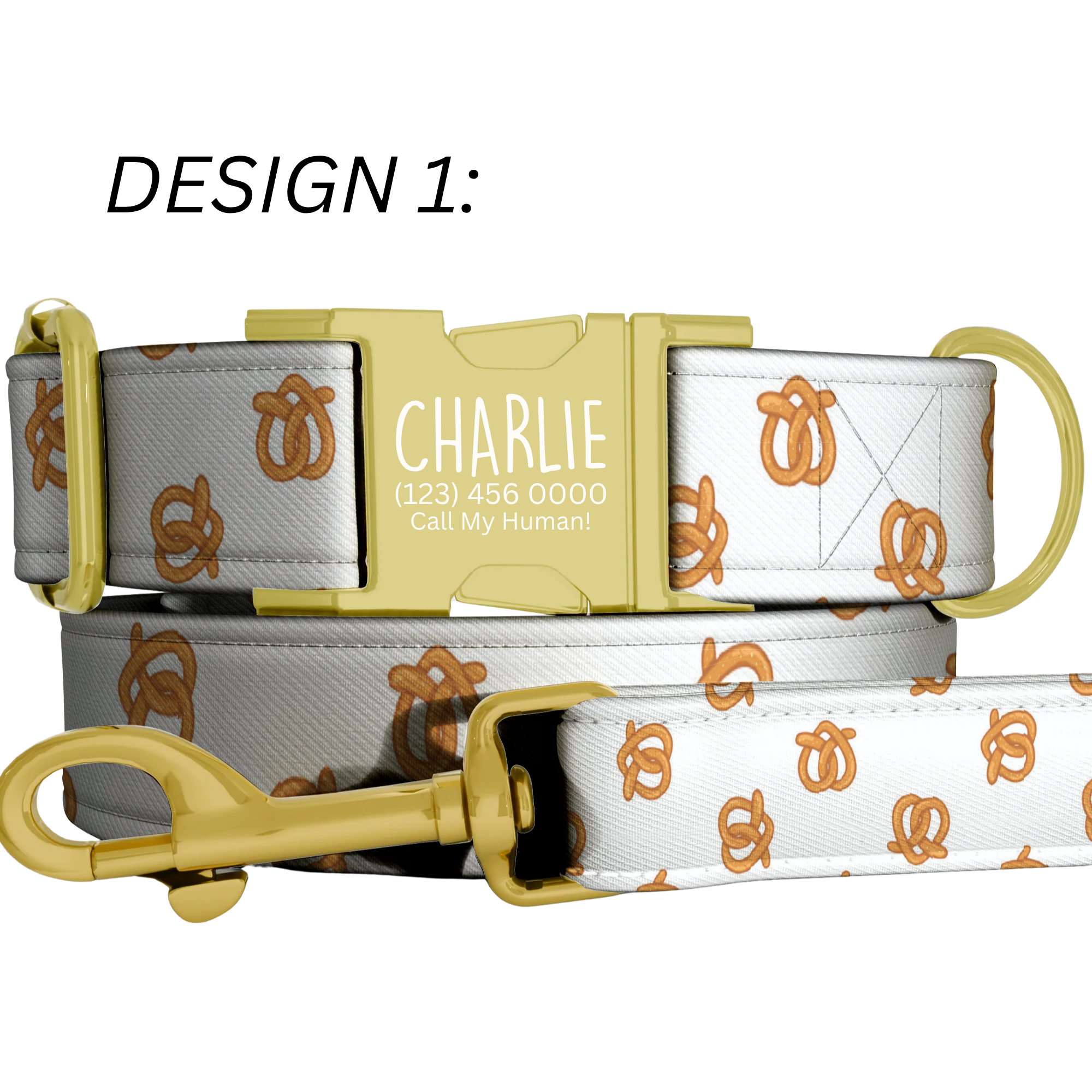 Bread & Pastry Pattern Custom Dog Collar & Leash Set Adjustable