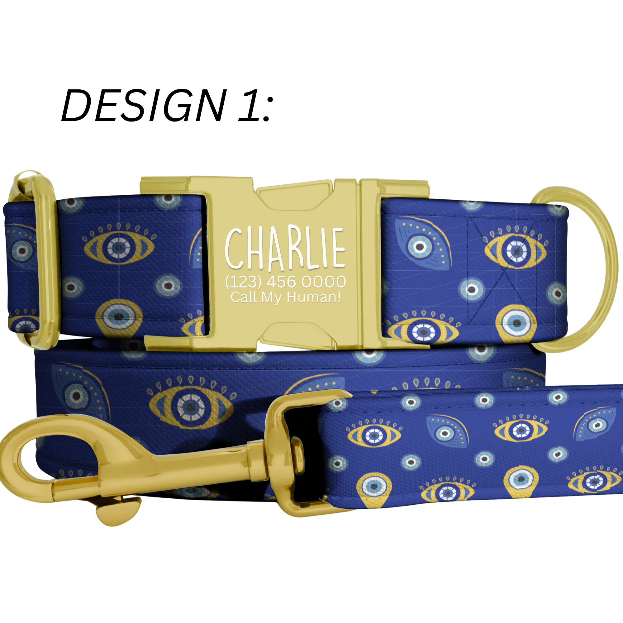 Evil Eye Personalized Dog Collar & Leash Set