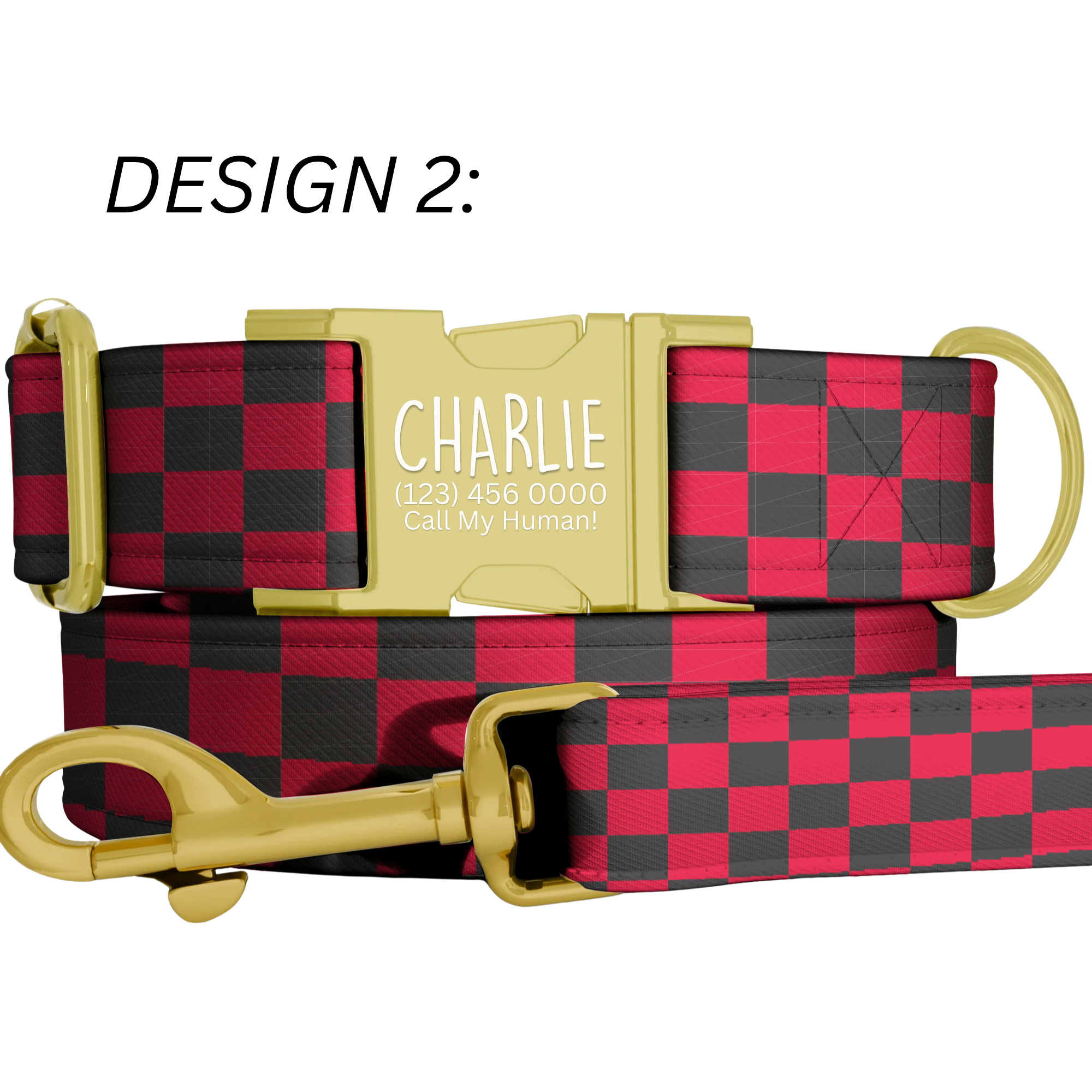 Racing Checkered Flag Personalized Dog Collar & Leash Set