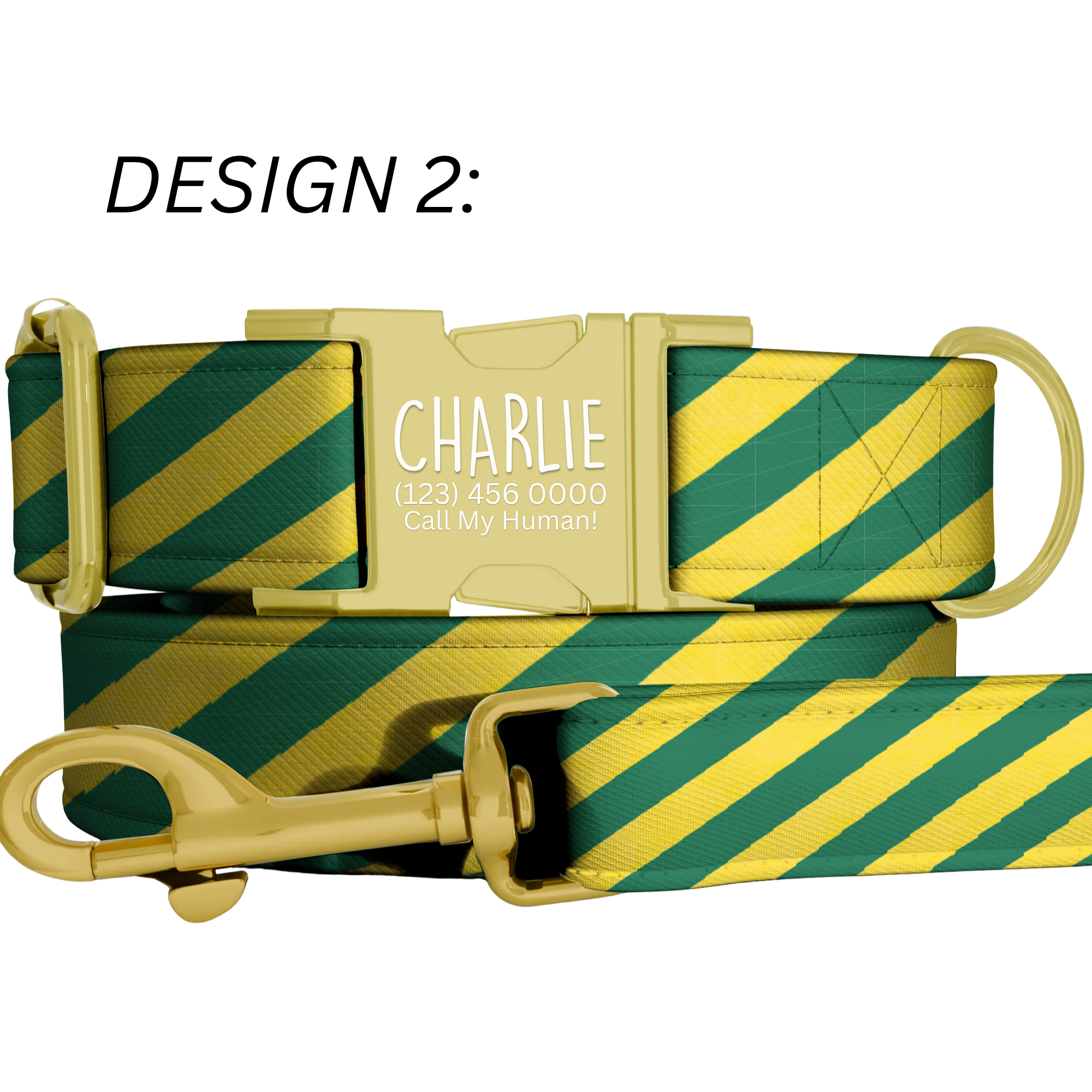 Game Day Collar Green & Yellow Football Dog Collar | Personalized Sports Fan Pet Tag