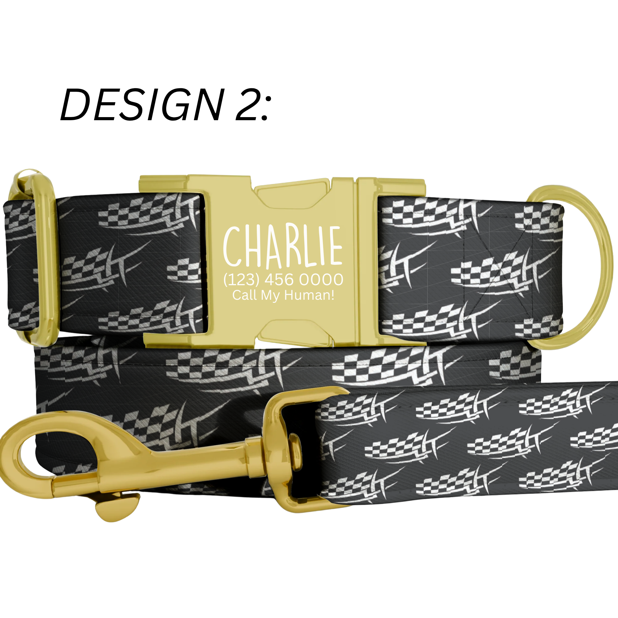 The Polished Dog Speedway Series - Checkered Flag & Trophy Edition Custom Racing Dog Collar