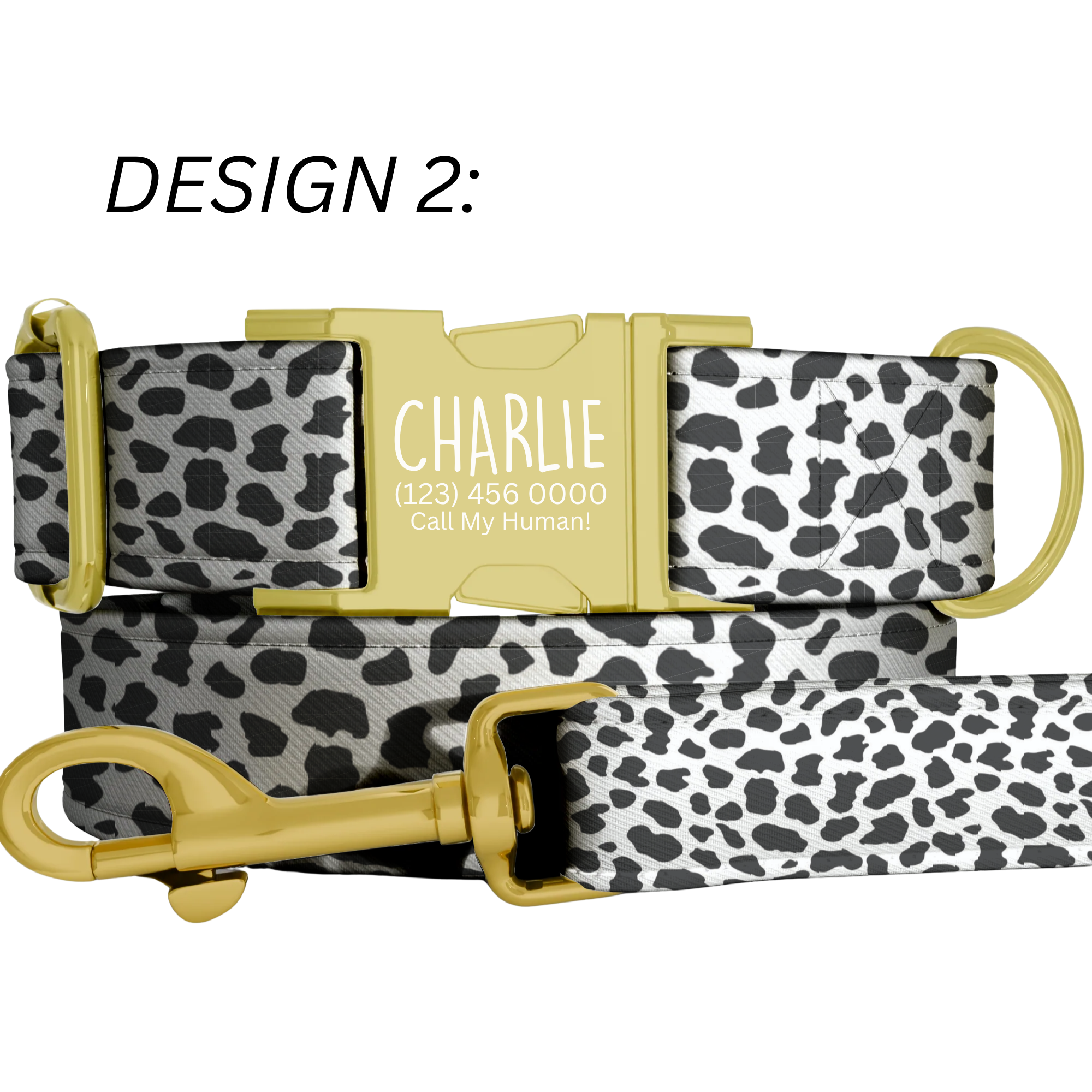 Leopard Print Personalized Dog Collar & Leash Set