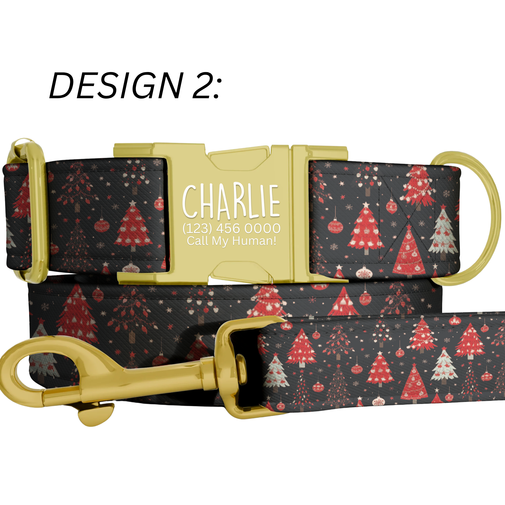 Vintage Christmas Dog Collar Red Black Holiday Pattern Personalized Name Collar Custom Pet ID Collar Festive Puppy Gift Christmas