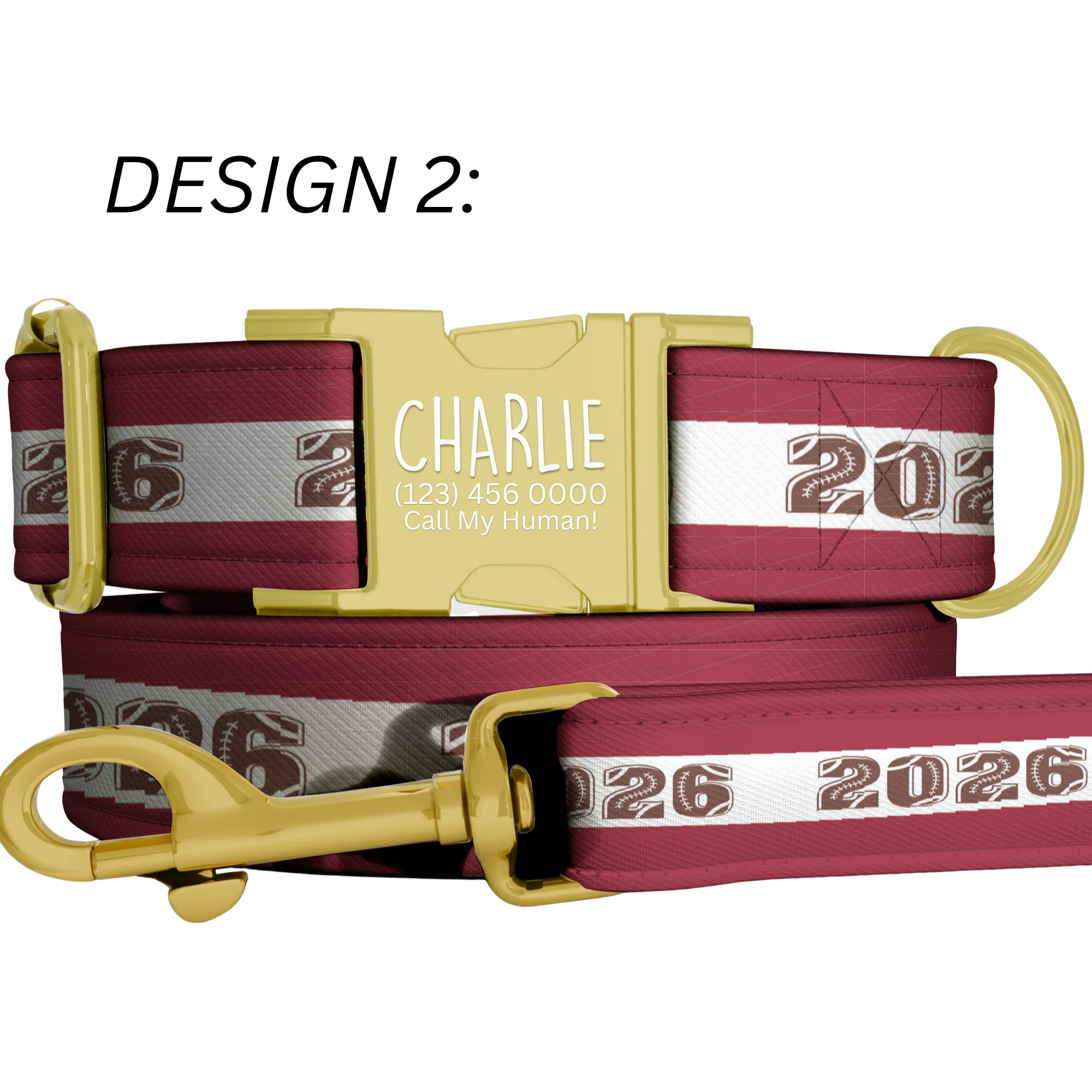 Crimson Red & White Personalized Football Game Day Collar Custom Engraved Name Saturday Series