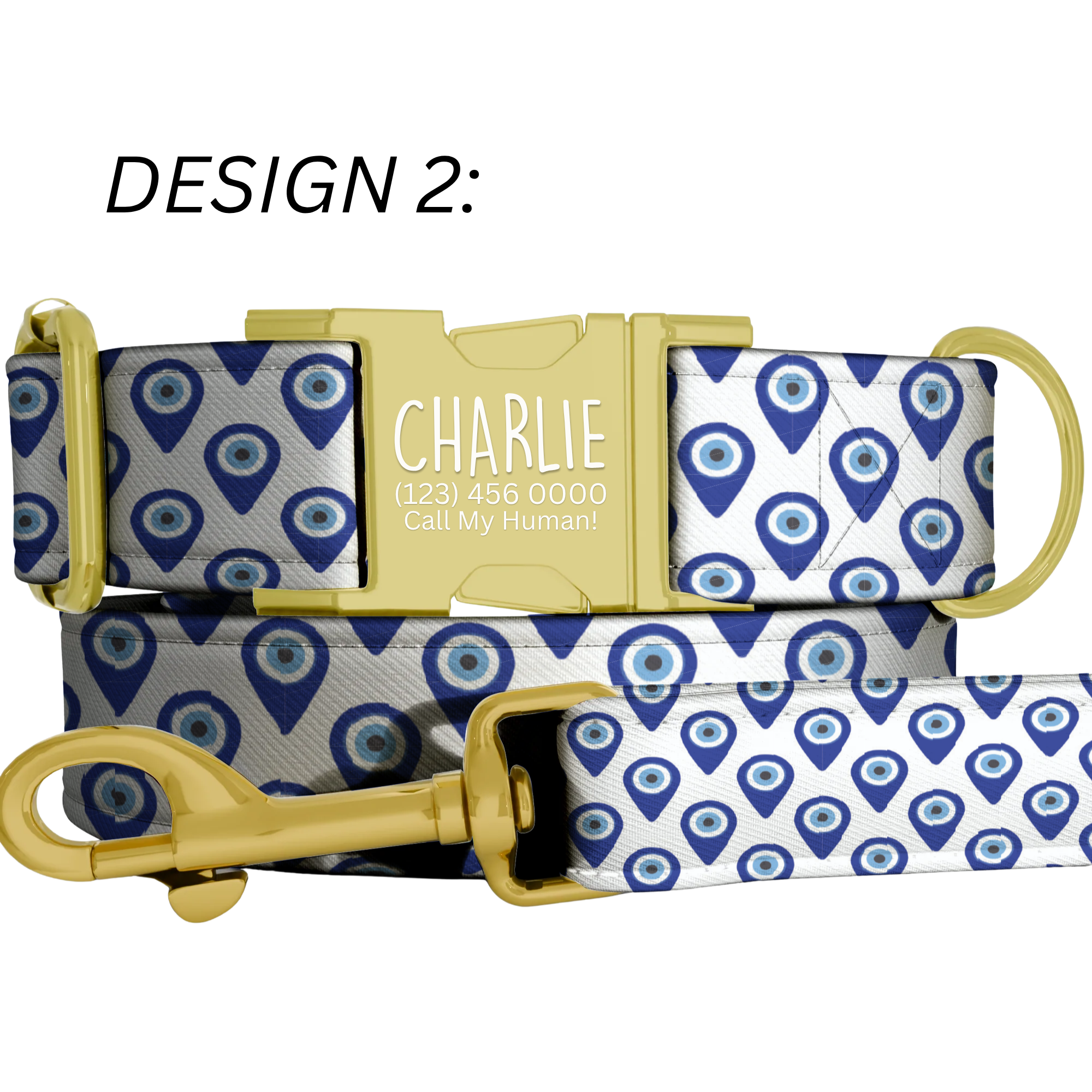 Evil Eye Personalized Dog Collar & Leash Set
