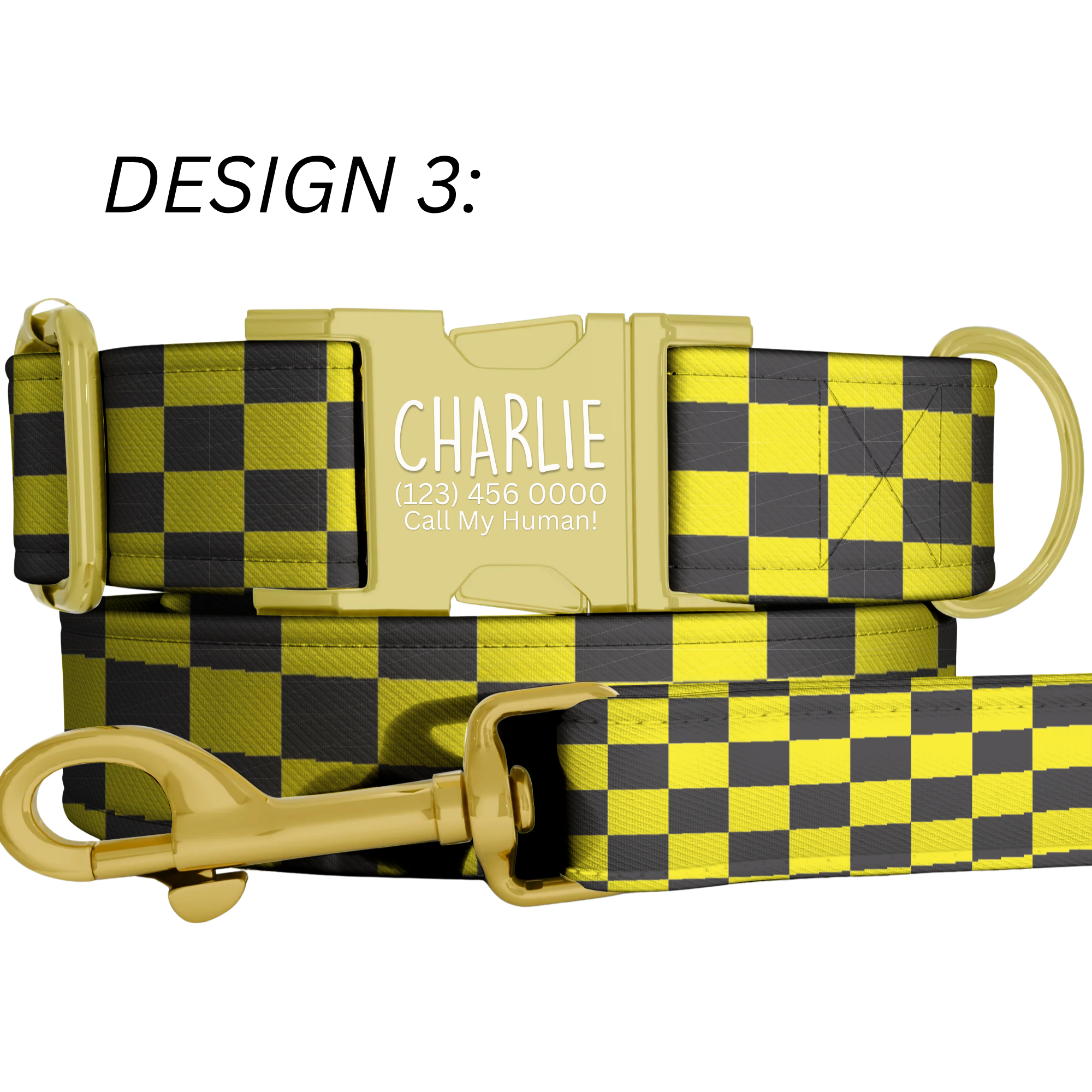 Racing Checkered Flag Personalized Dog Collar & Leash Set