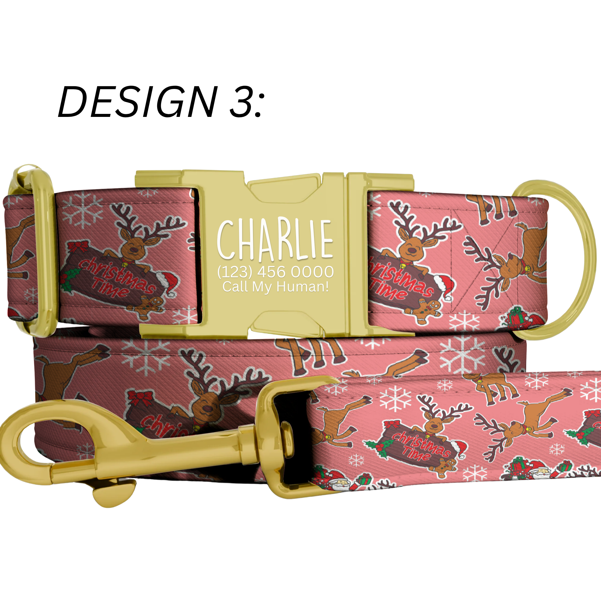 Festive Christmas Candy Cane Reindeer Dog Collar Personalized Holiday Pet Collar Custom Name ID Collar Winter Puppy Gift Christmas