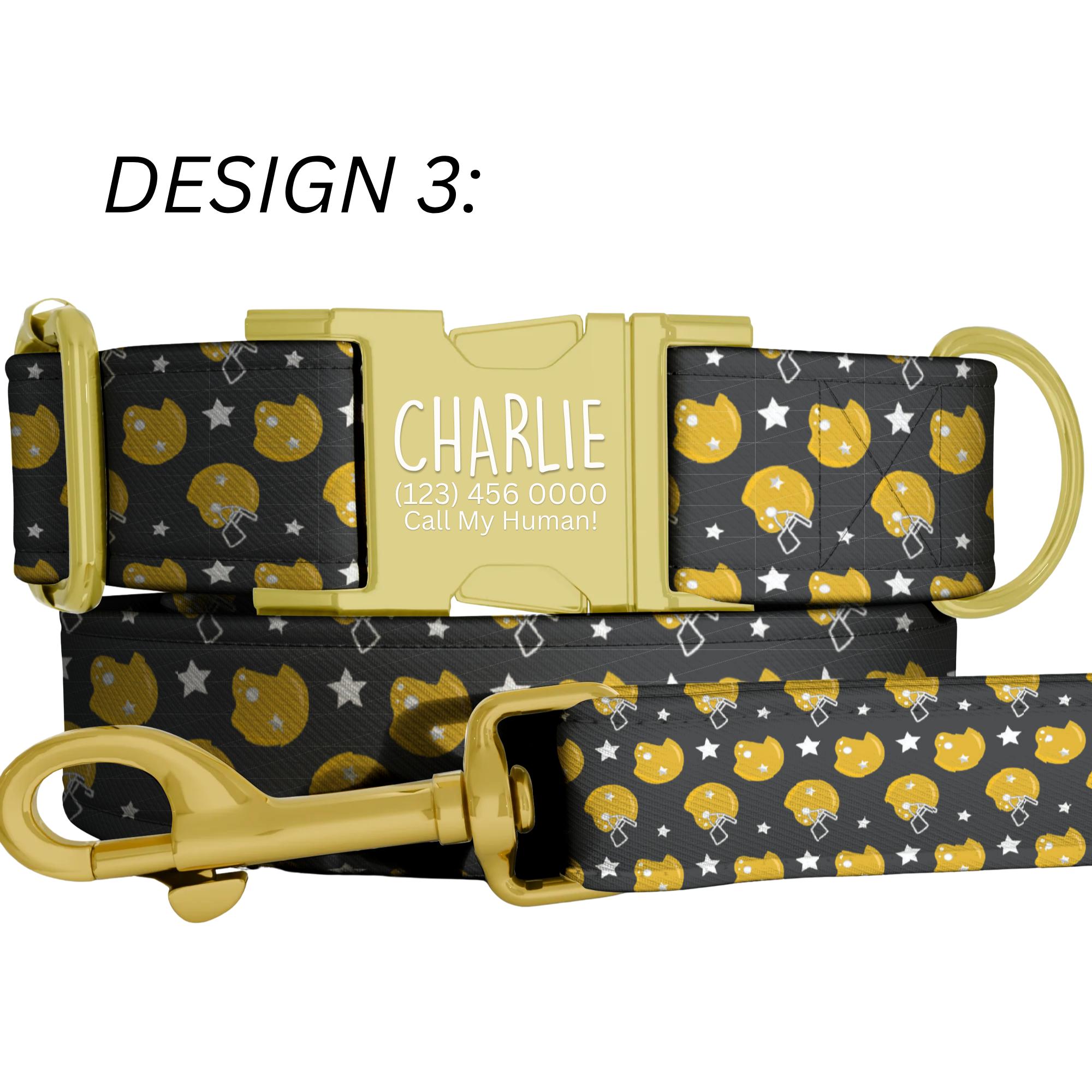 Game Day Collar Green & Yellow Football Dog Collar | Personalized Sports Fan Pet Tag