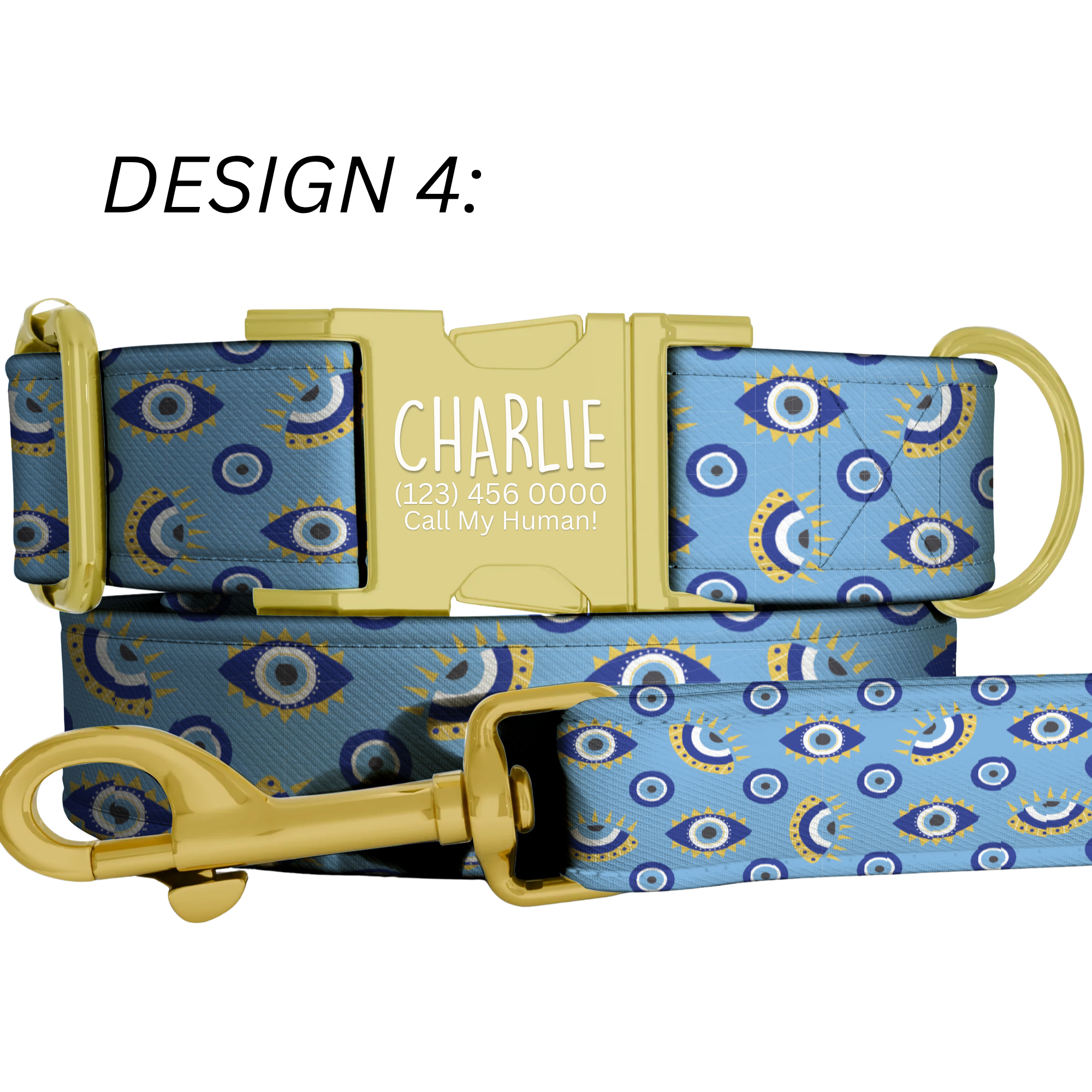 Evil Eye Personalized Dog Collar & Leash Set
