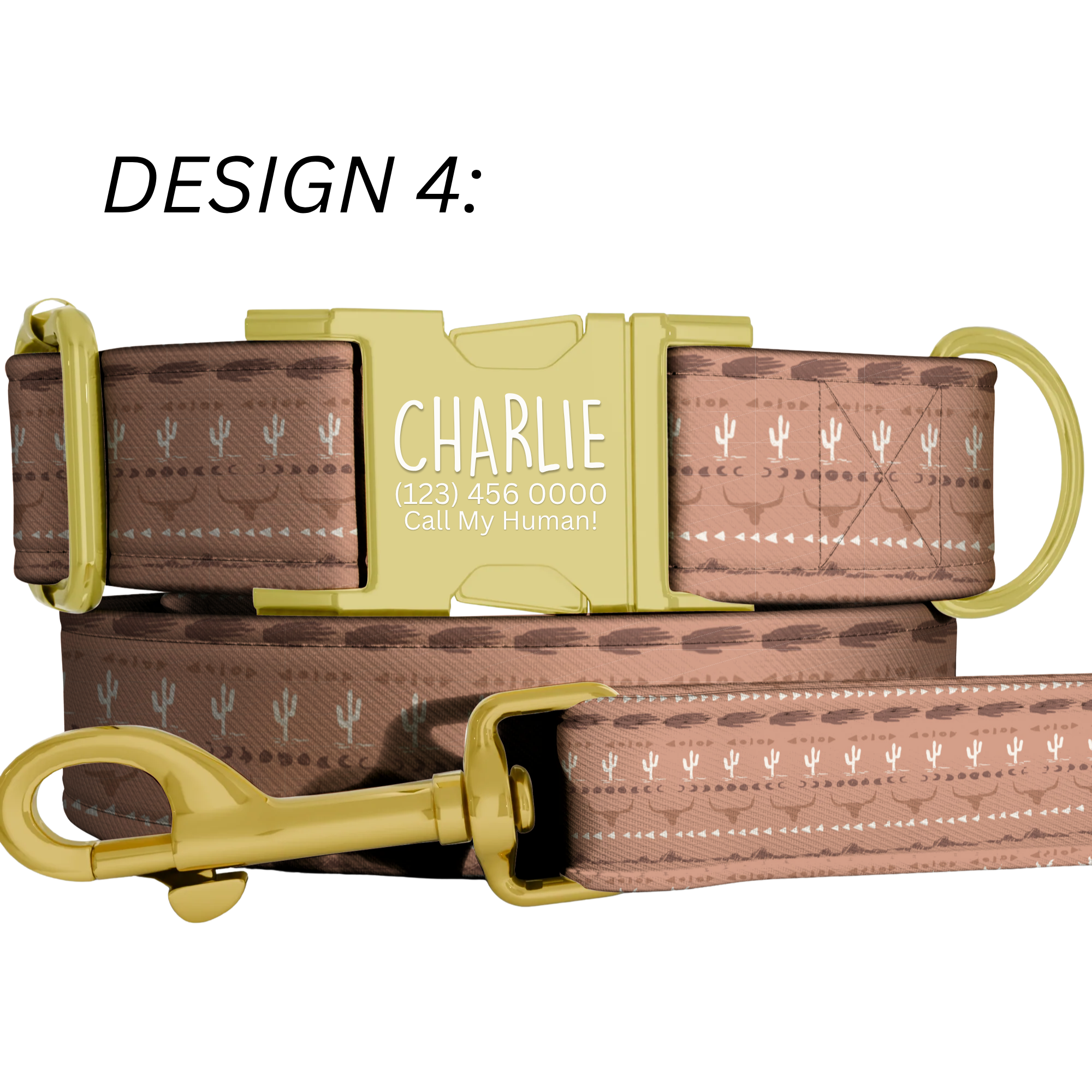Western Cowboy Custom Personalized Dog Collar & Matching Leash Set