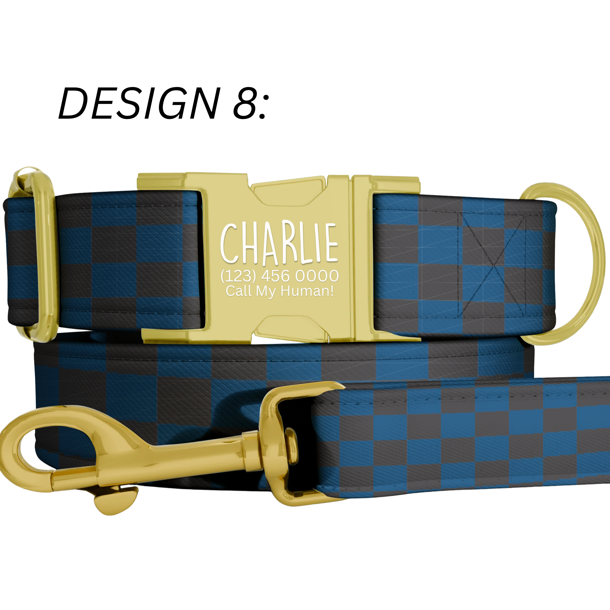 Racing Checkered Flag Personalized Dog Collar & Leash Set