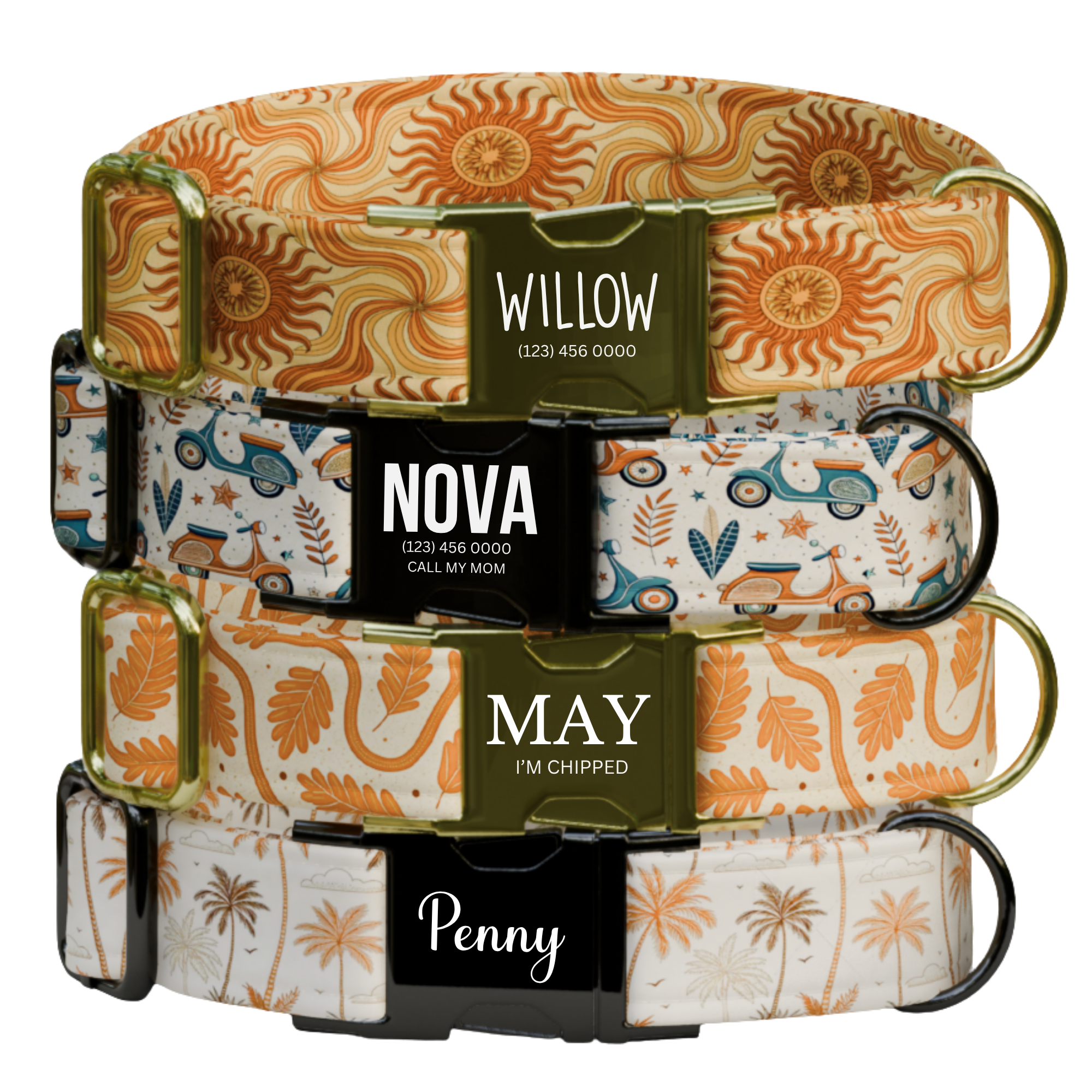 Sunny Vibes Personalized Dog Collar & Leash Set