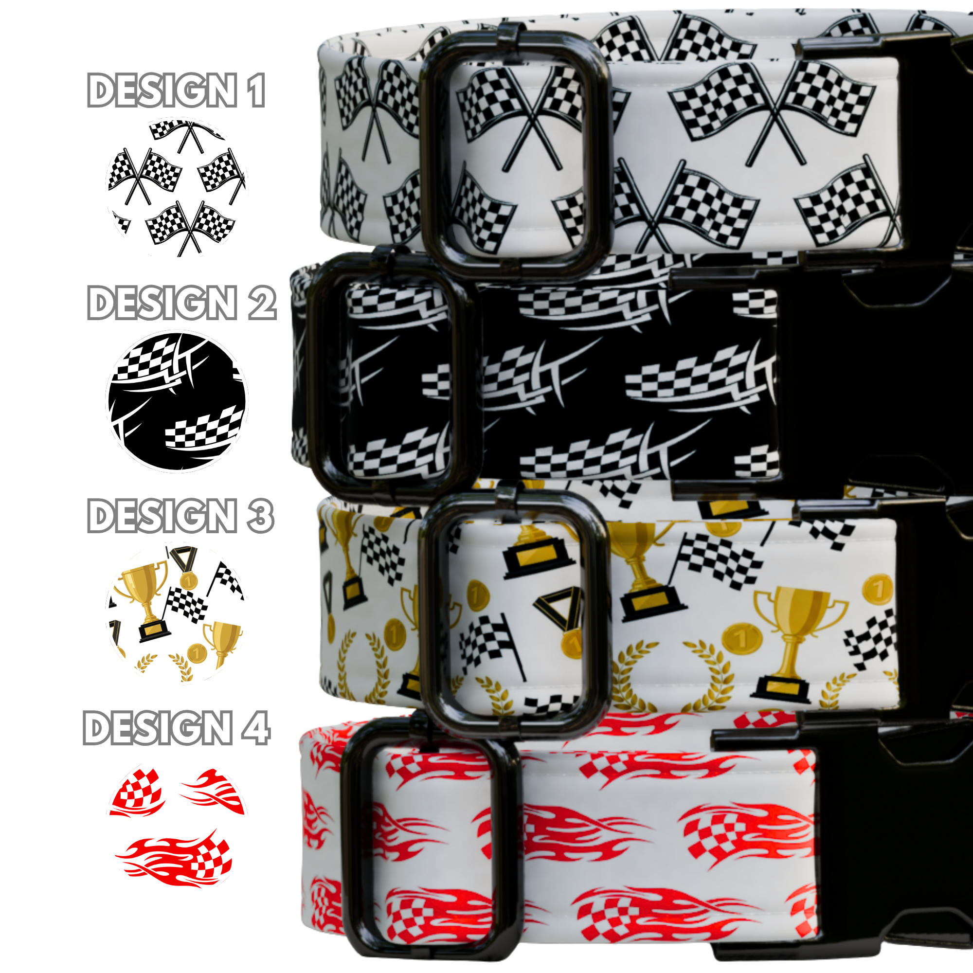 The Polished Dog Speedway Series - Checkered Flag & Trophy Edition Custom Racing Dog Collar