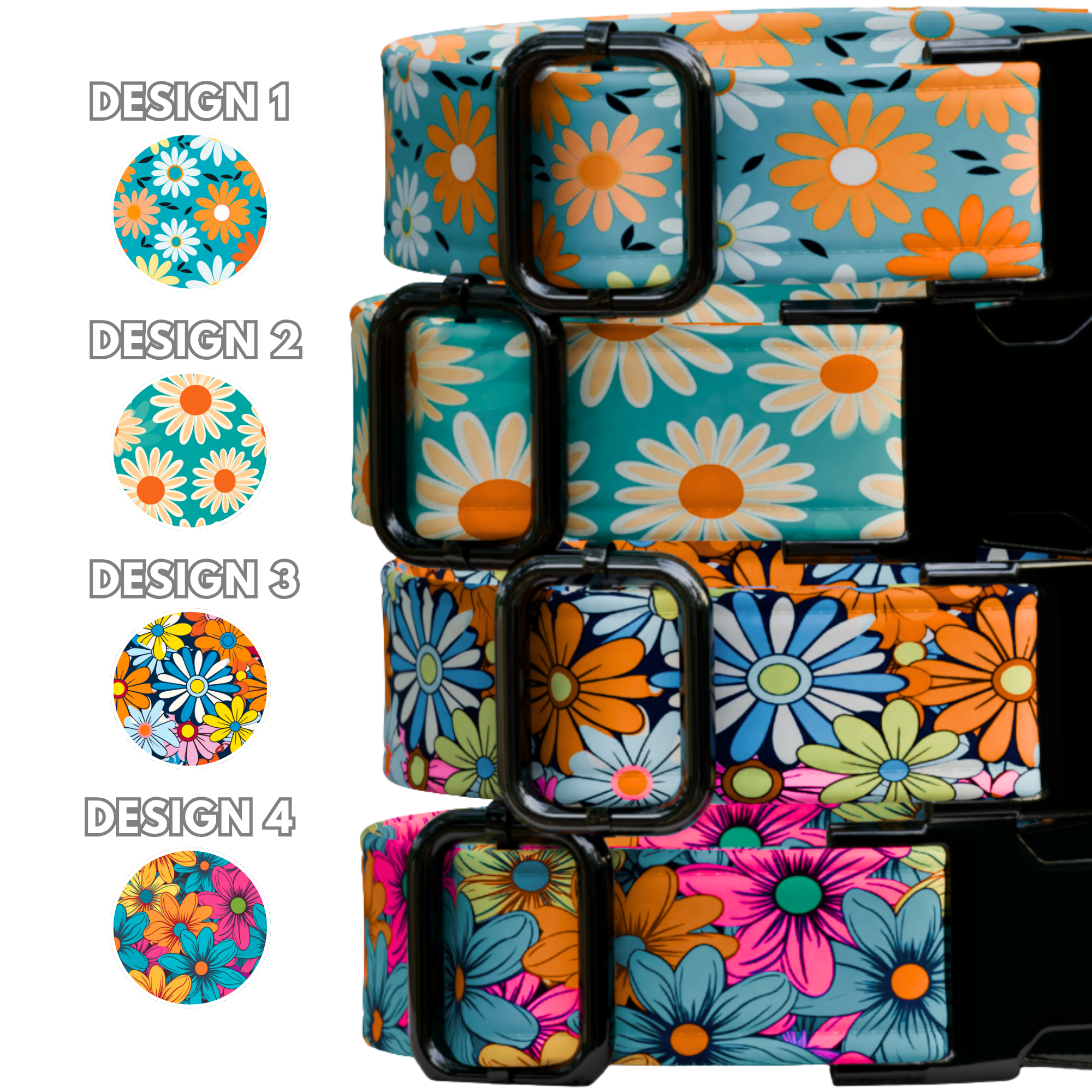 Custom Daisy Dog Collar Personalized Bright Floral Summer Puppy Collar Leash Set