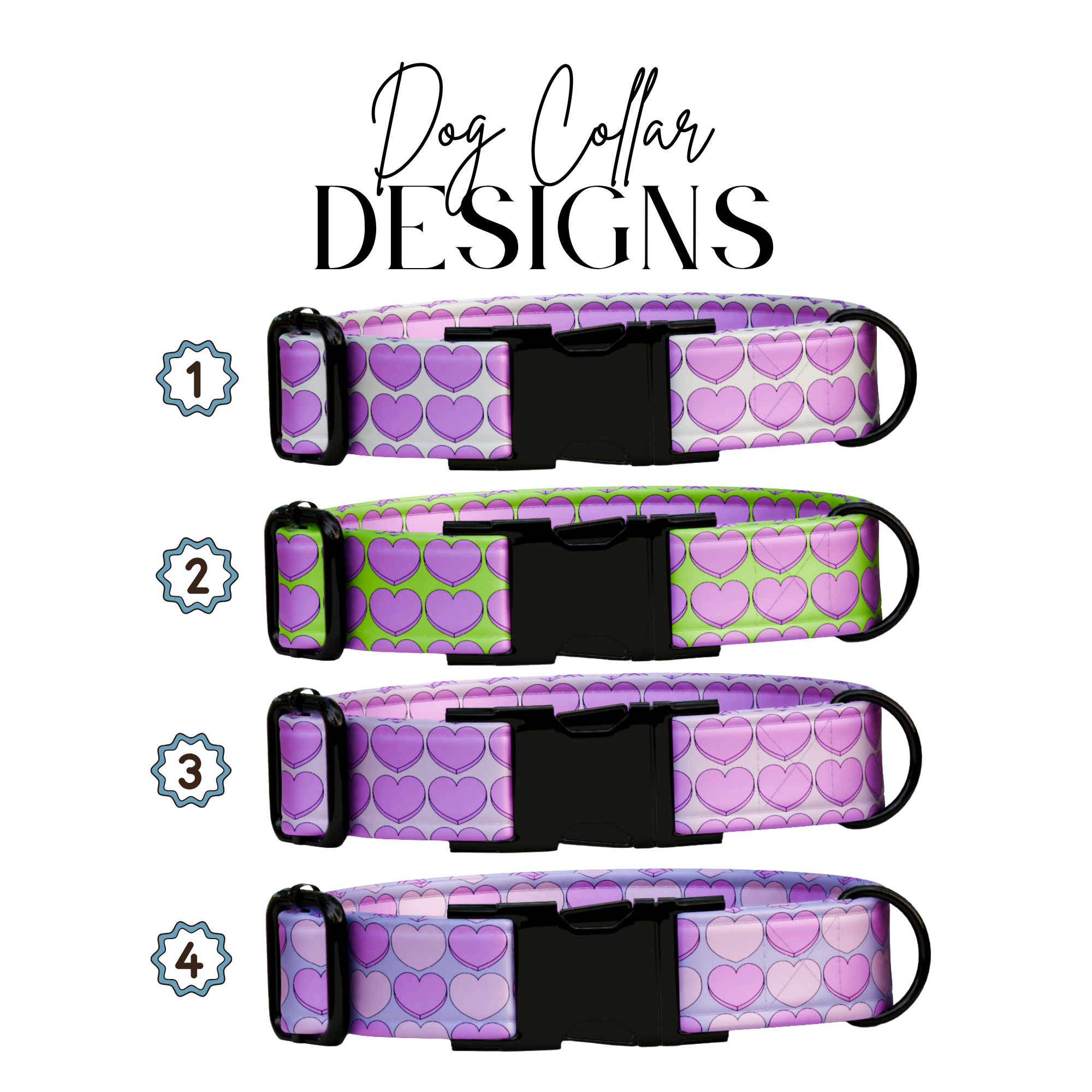 Valentine Heart Dog Collar Personalized Collar & Leash Set