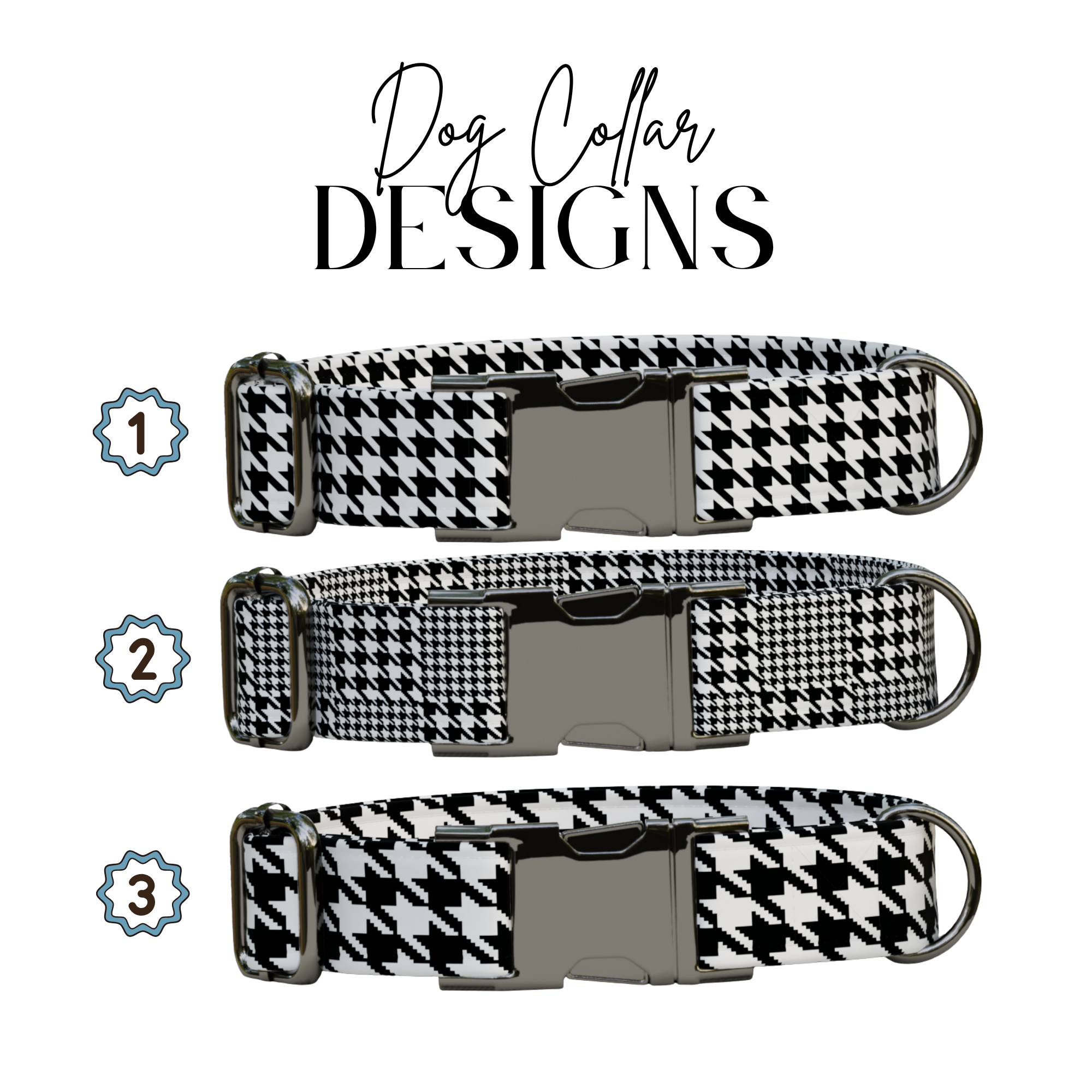 Personalized Houndstooth Dog Collar & Leash Set (OG-97)