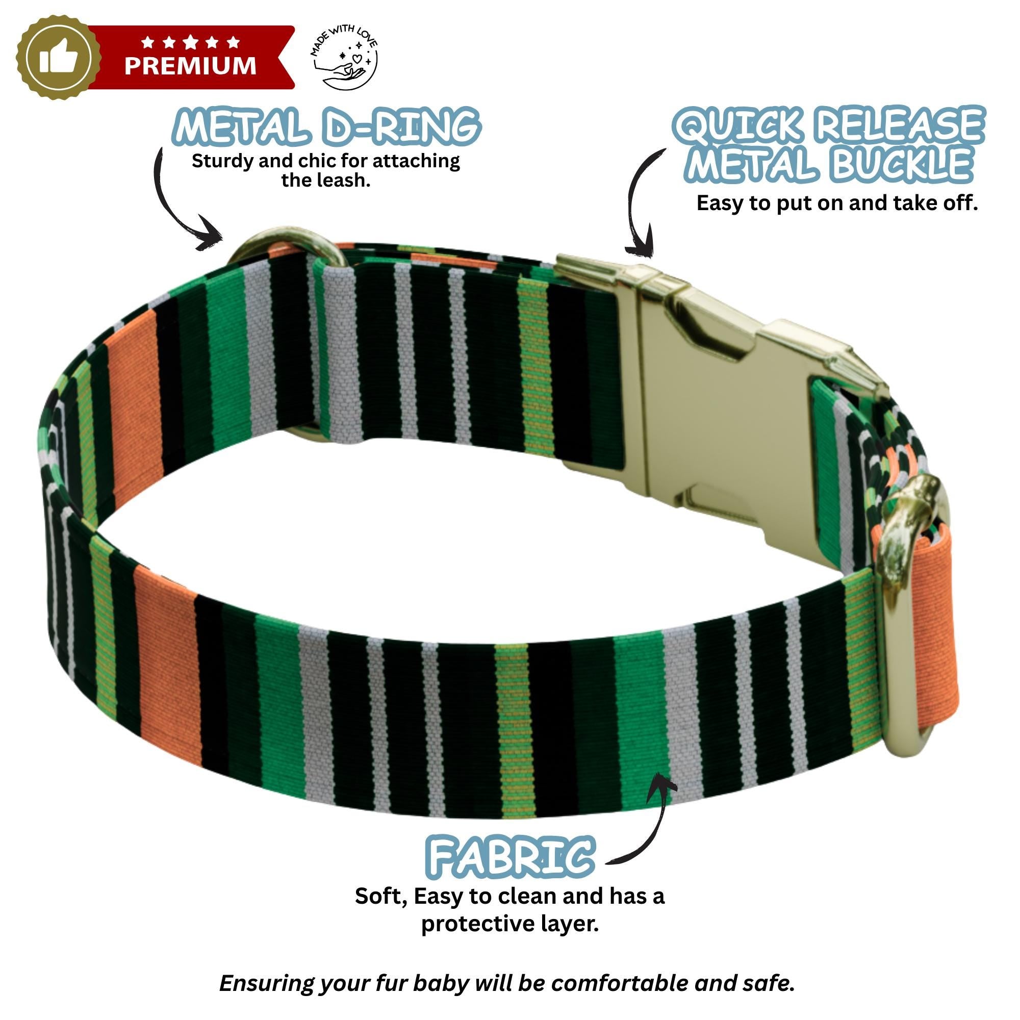 Striped Pattern Personalized Dog Collars & Leash Set