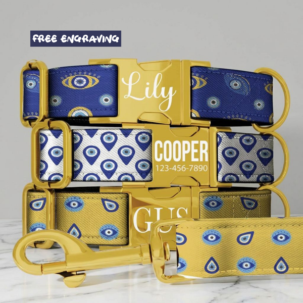 Evil Eye Personalized Dog Collar & Leash Set