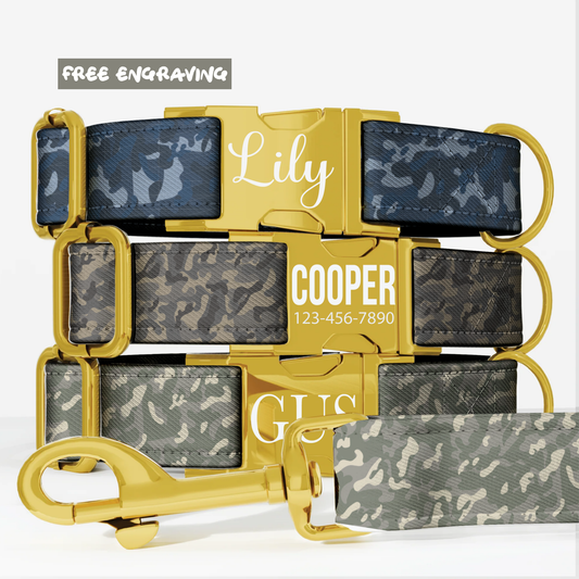 Camouflage Personalized Dog Collar Custom Military Boy Dog Collar Adjustable