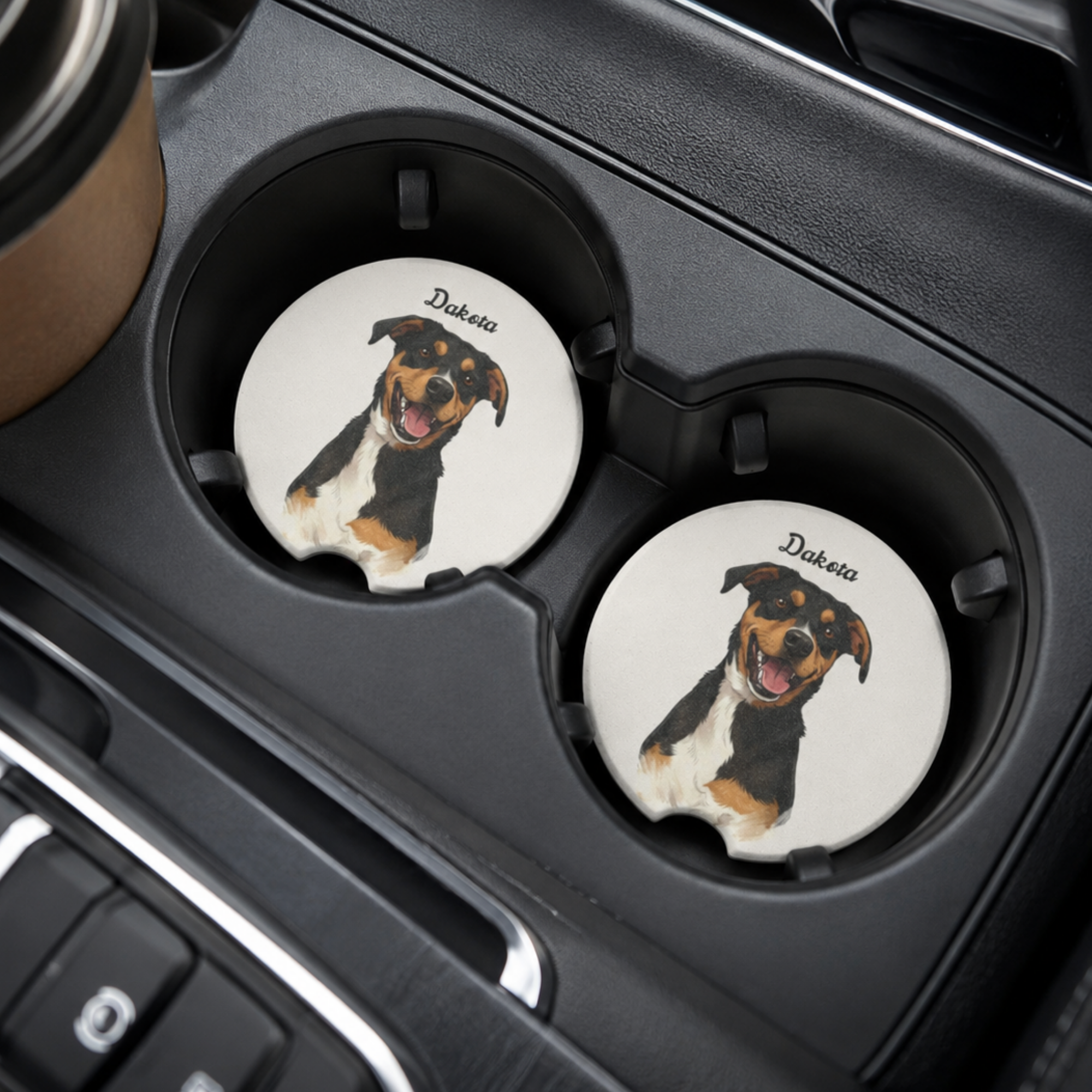 Custom Pet Photo Soapstone Car Coaster  Personalized Dog Car Coaster Set Pet Portrait Cup Holder Coaster Pet Memorial Car Accessory Gift