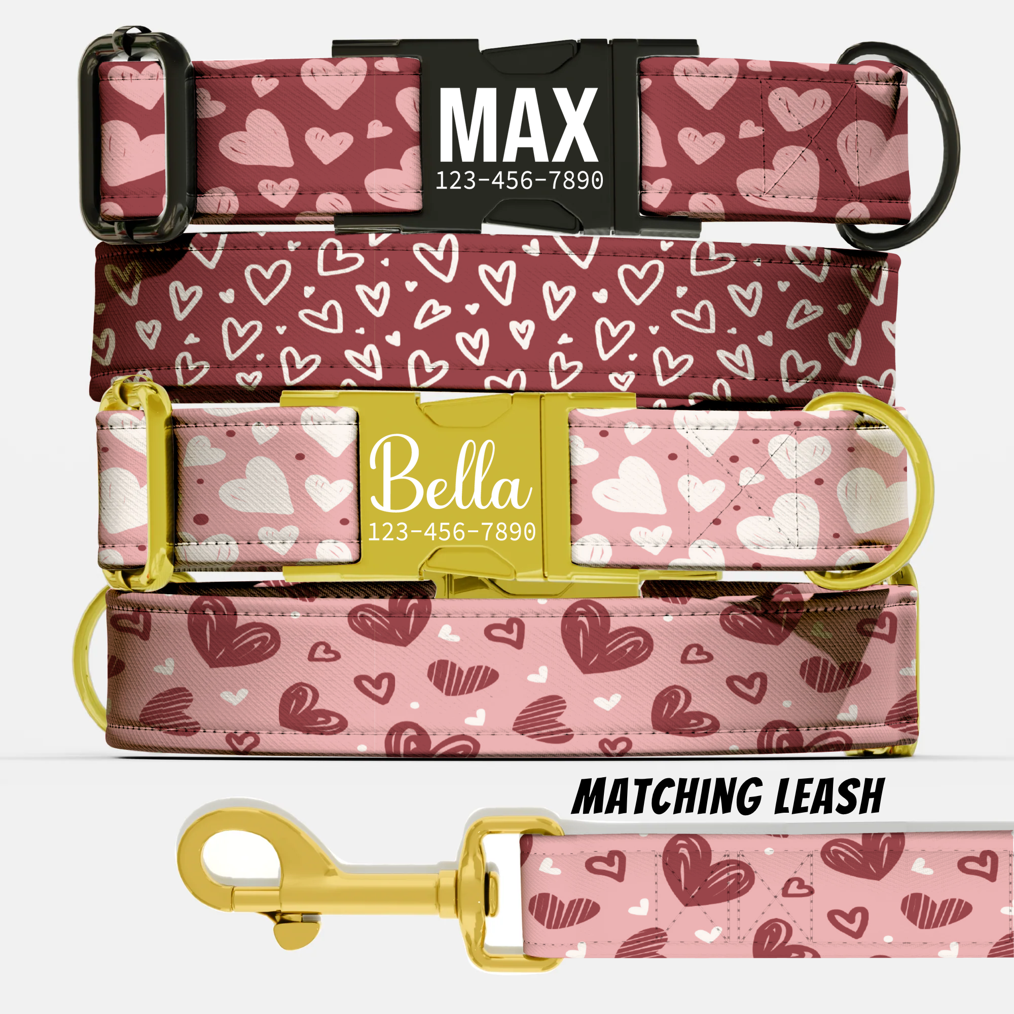 Sweetheart Personalized Dog Collar & Leash