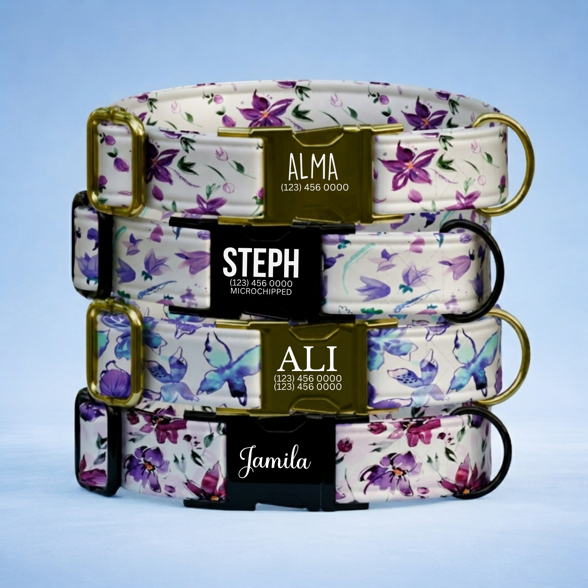 Purple Bloom Dreams Personalized Dog Collar & Leash Set