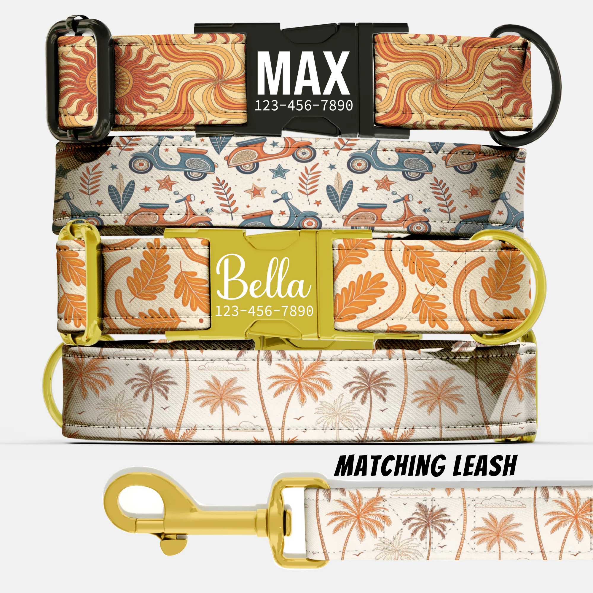 Sunny Vibes Personalized Dog Collar & Leash Set