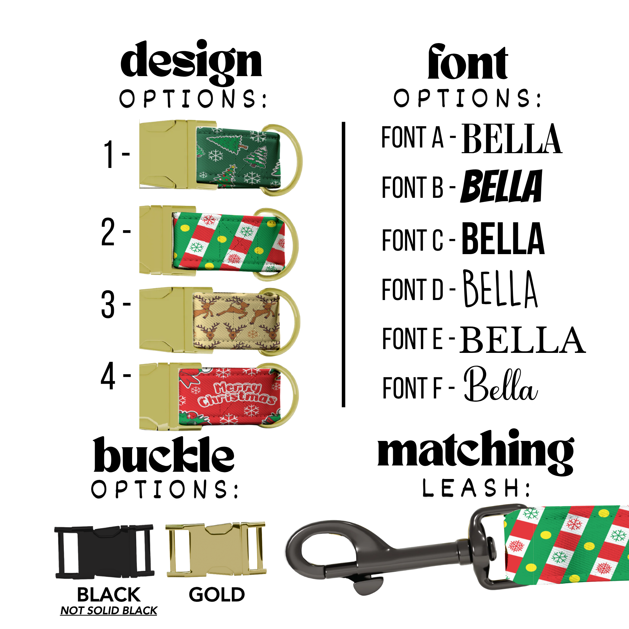 Christmas Tree Dog Collar Festive Holiday Pattern Personalized Name Collar Custom Pet ID Collar Reindeer Snowflake Puppy Accessory