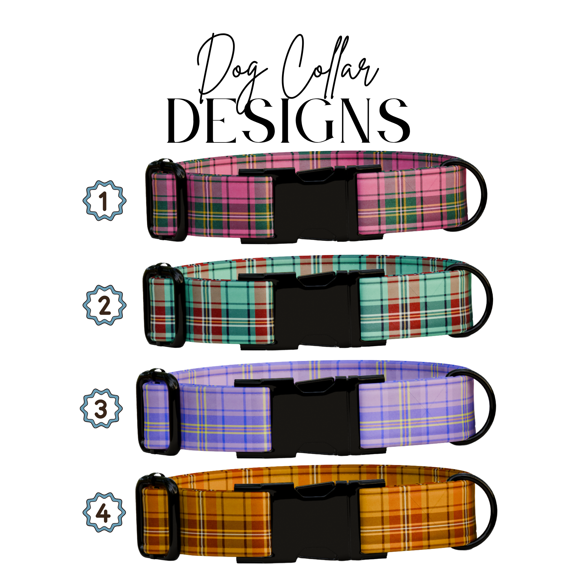Personalized Plaid Dog Collar & Leash Set (OG-213)