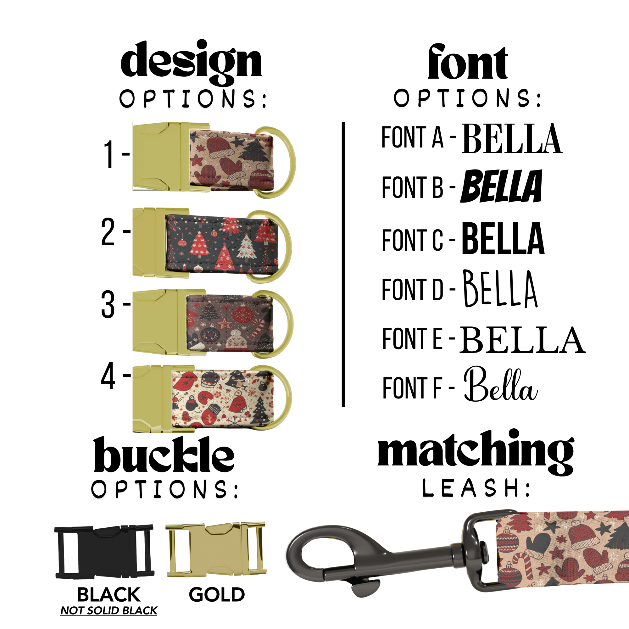 Vintage Christmas Dog Collar Red Black Holiday Pattern Personalized Name Collar Custom Pet ID Collar Festive Puppy Gift Christmas
