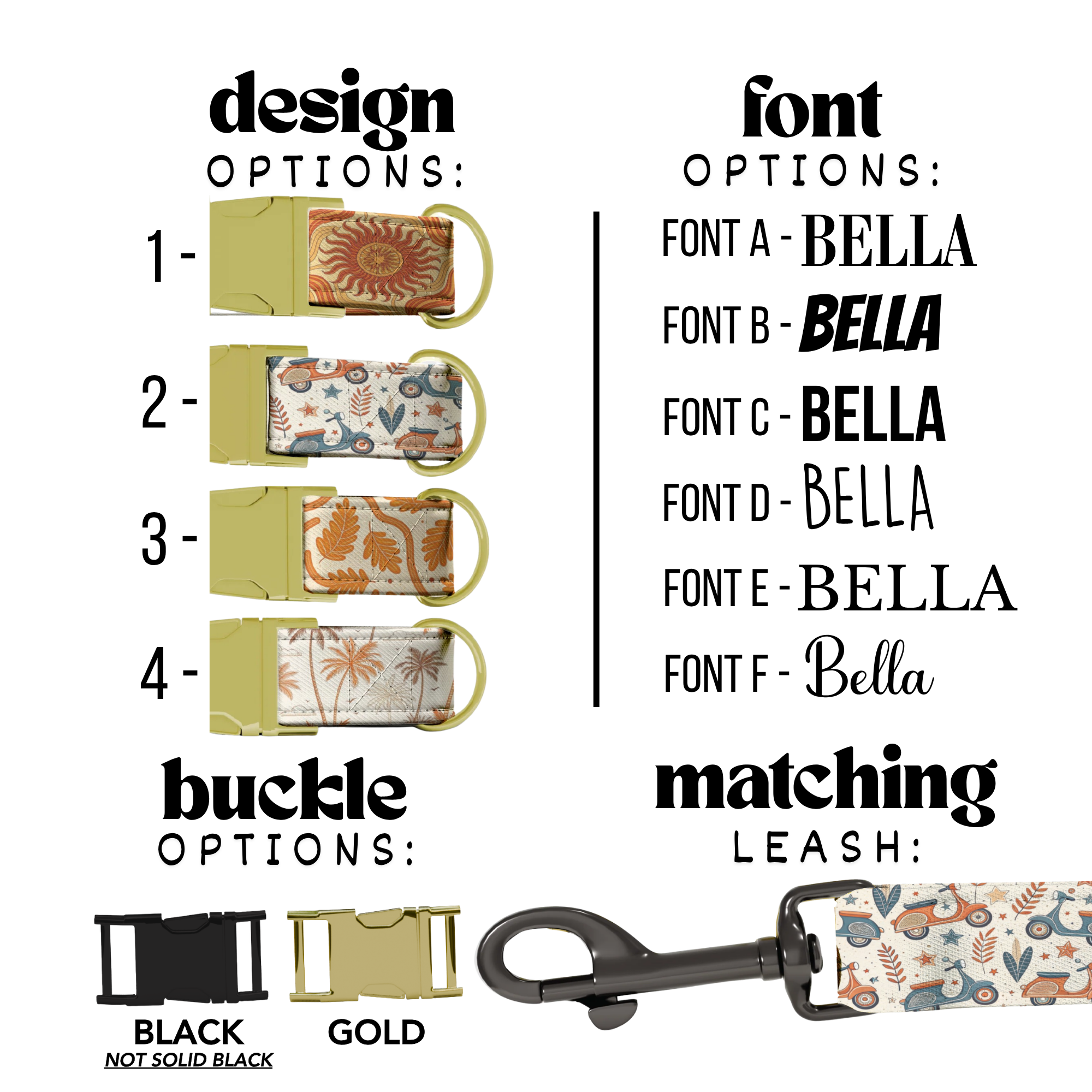 Sunny Vibes Personalized Dog Collar & Leash Set
