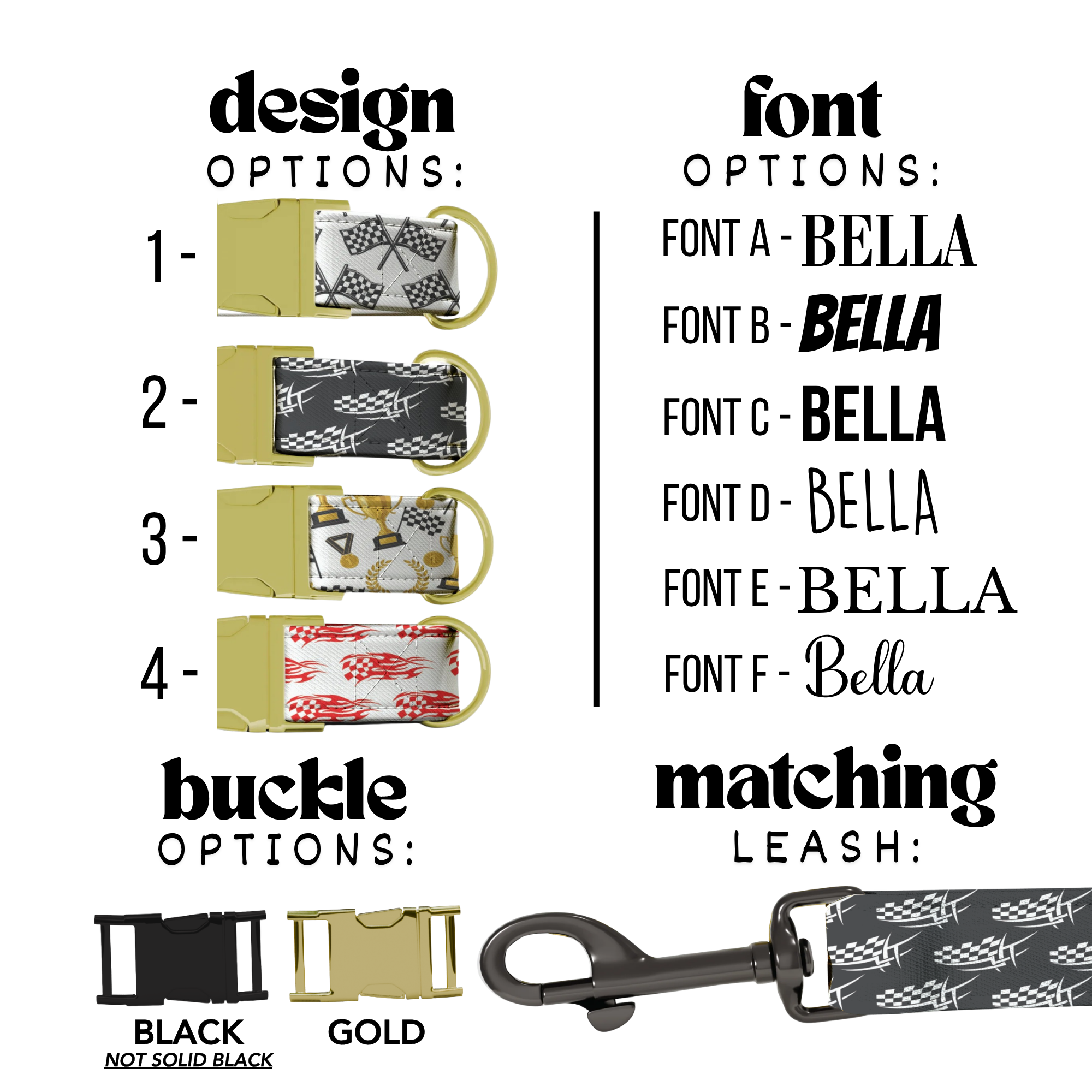The Polished Dog Speedway Series - Checkered Flag & Trophy Edition Custom Racing Dog Collar