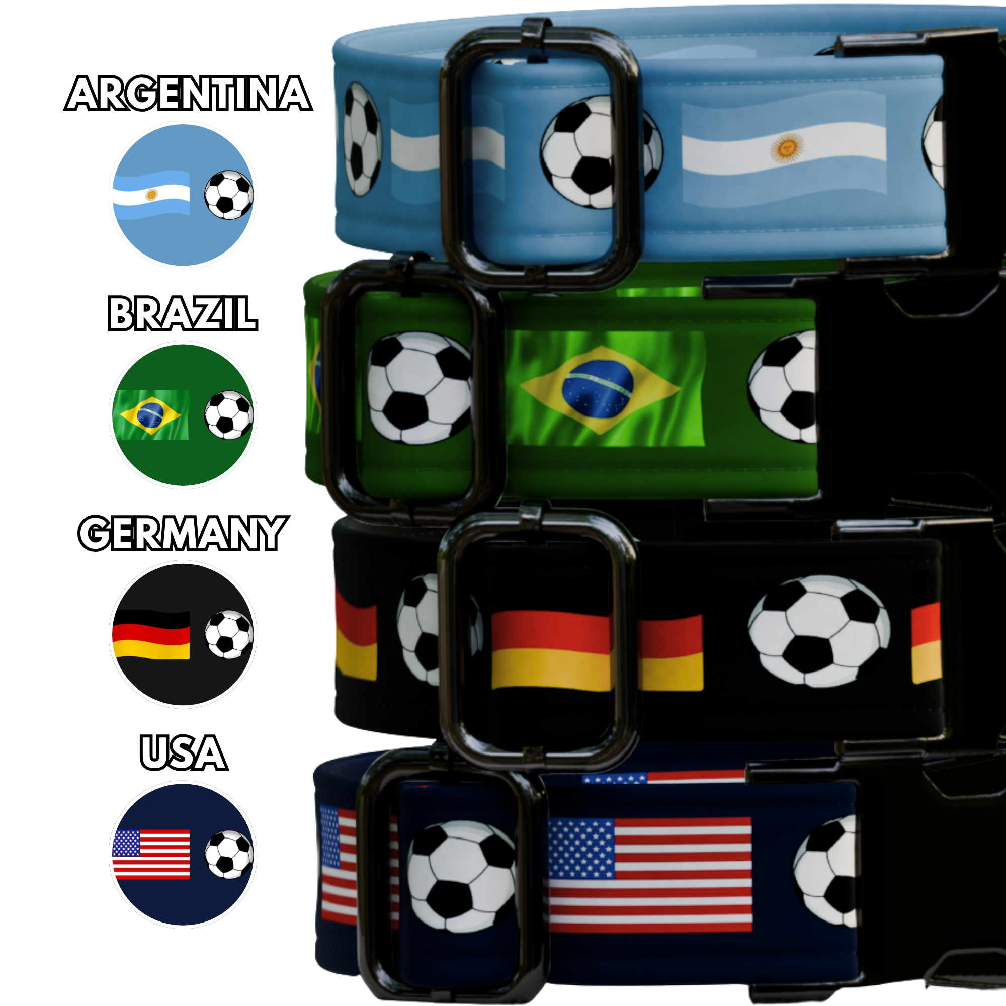 Custom Soccer Dog Collar,Soccer Championship Inspired Pet Collar, Personalized Engraved Name 12 Country Flags Pet Collar Gift Pet Owner (OG-647)