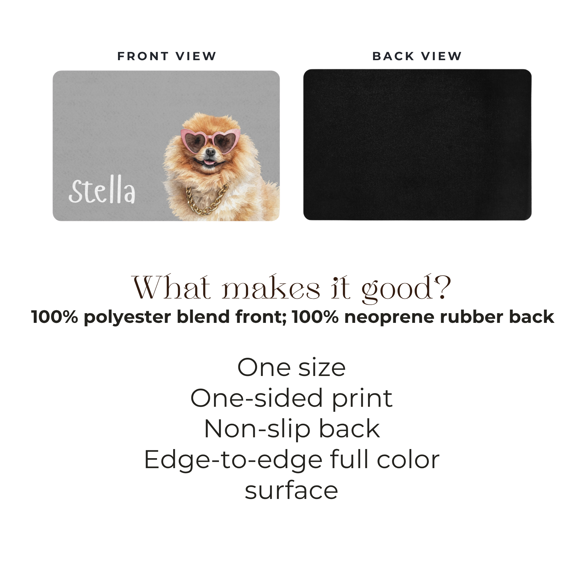 Custom Watercolor Pet Food Bowl Portrait Dog Mat: Personalized Non-Slip Feeding Bowl 12x18