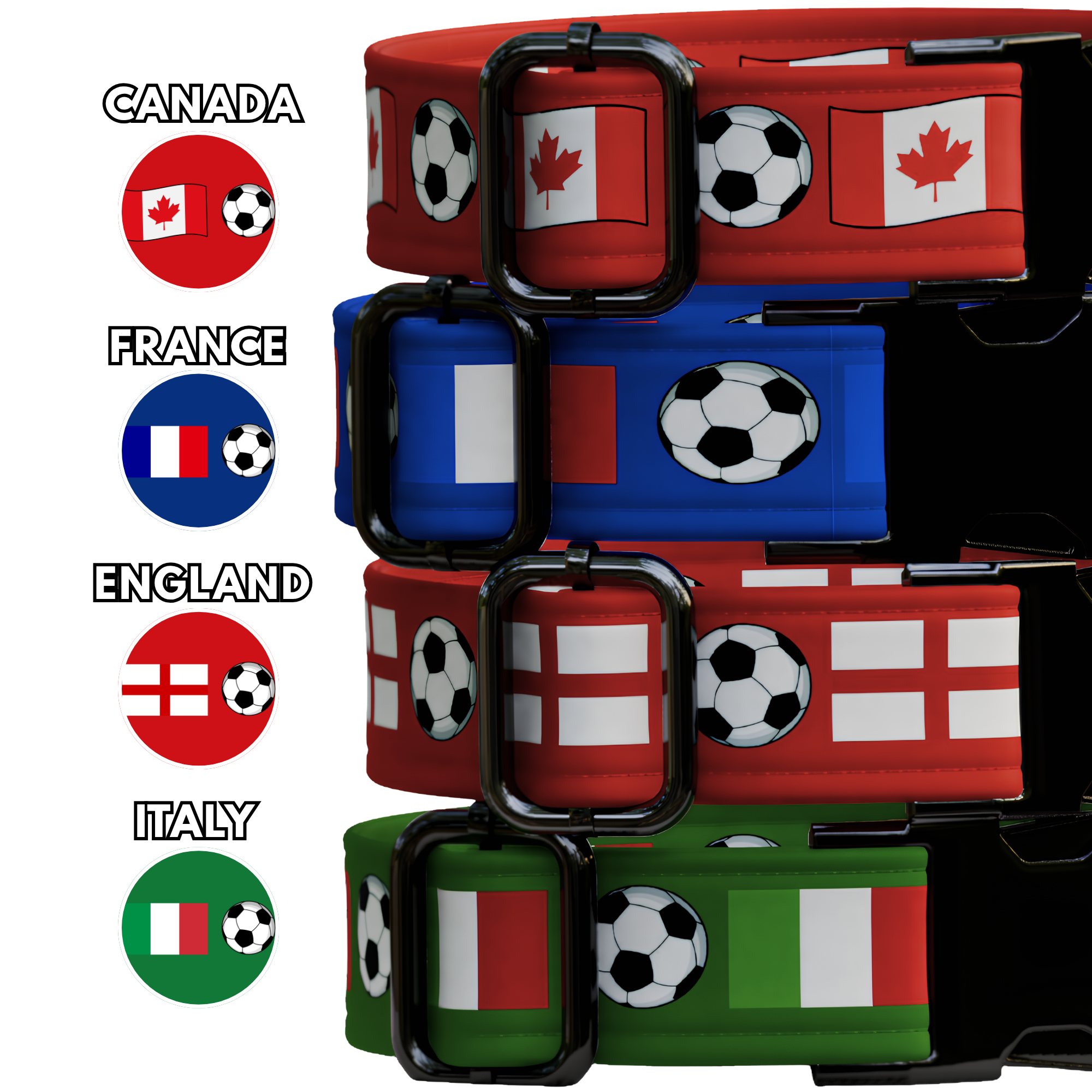 Custom Soccer Dog Collar,Soccer Championship Inspired Pet Collar, Personalized Engraved Name 12 Country Flags Pet Collar Gift Pet Owner (OG-647)